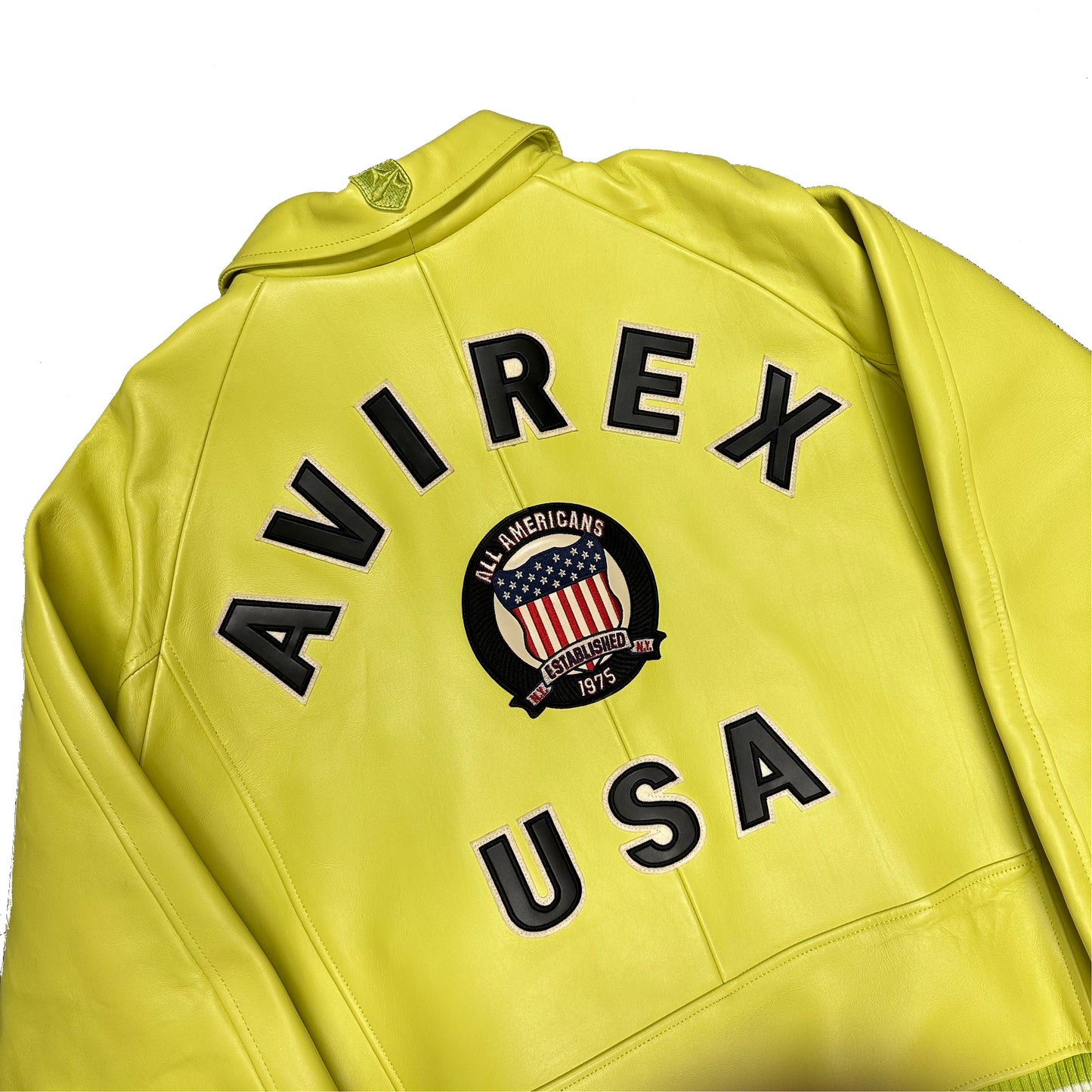 ARCHIVE Avirex 2022 Icon Leather Jacket Lime Green ( XL ) - 1036 Emporium