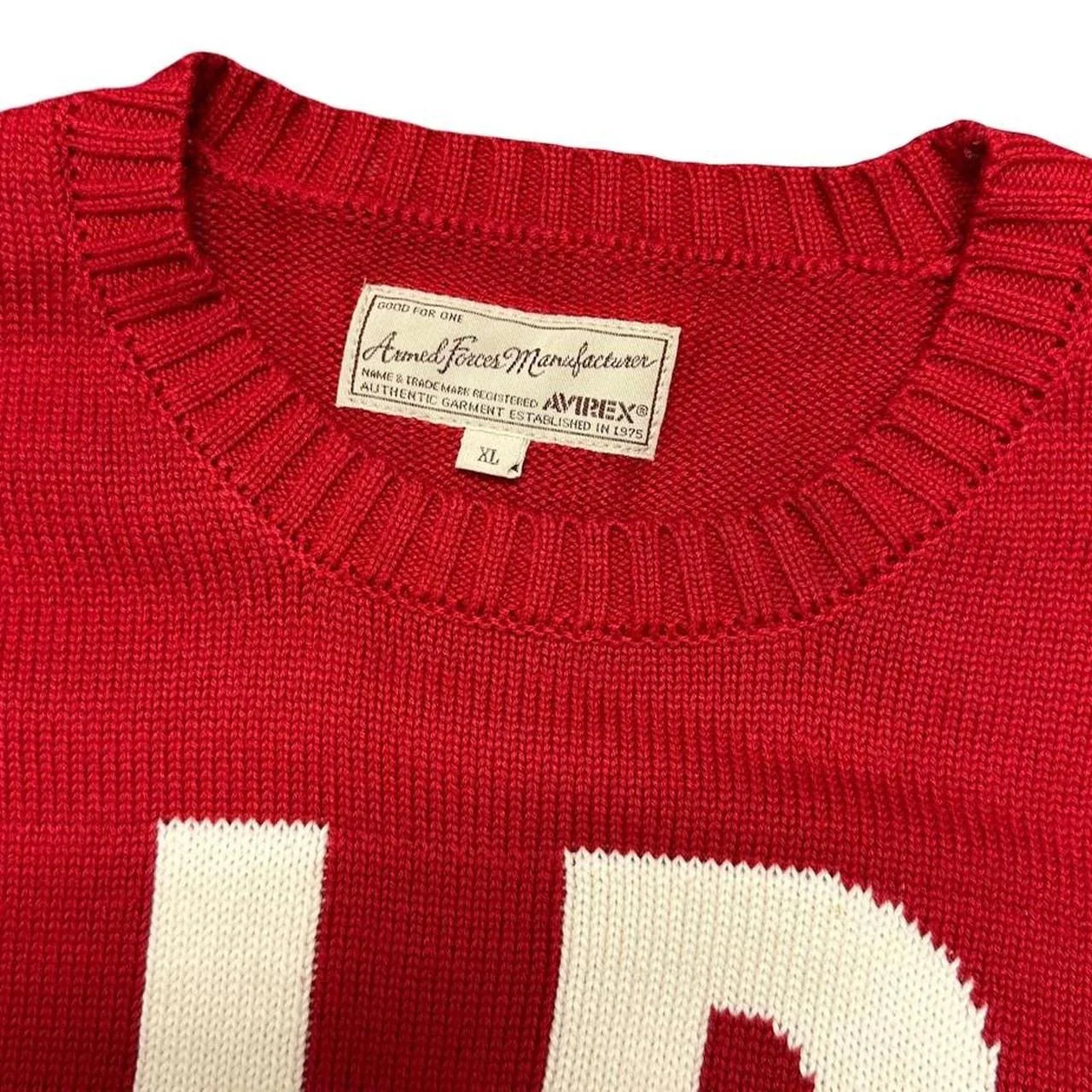Avirex Spellout Knitted Sweatshirt In Red ( XL ) - 1036 Emporium