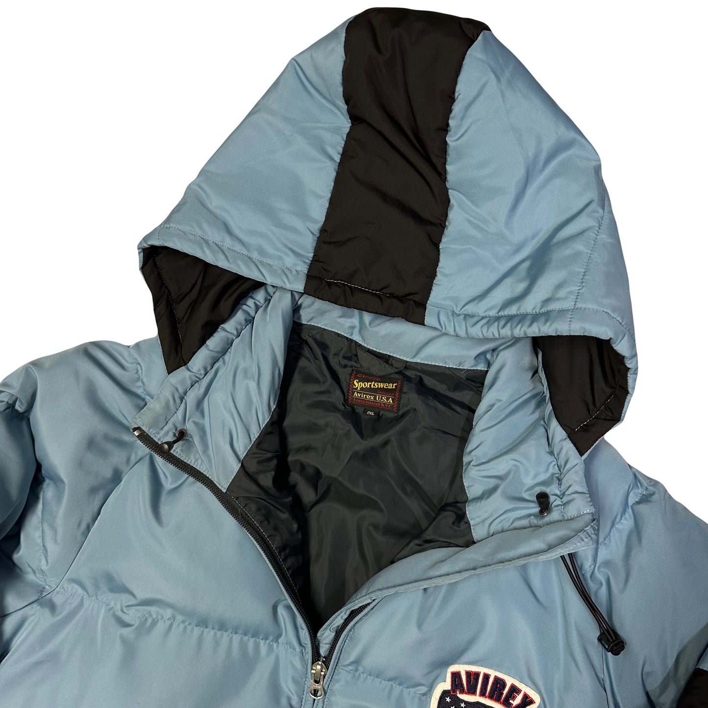 Avirex Spell Out Puffer Jacket In Baby Blue ( XXL ) - 1036 Emporium
