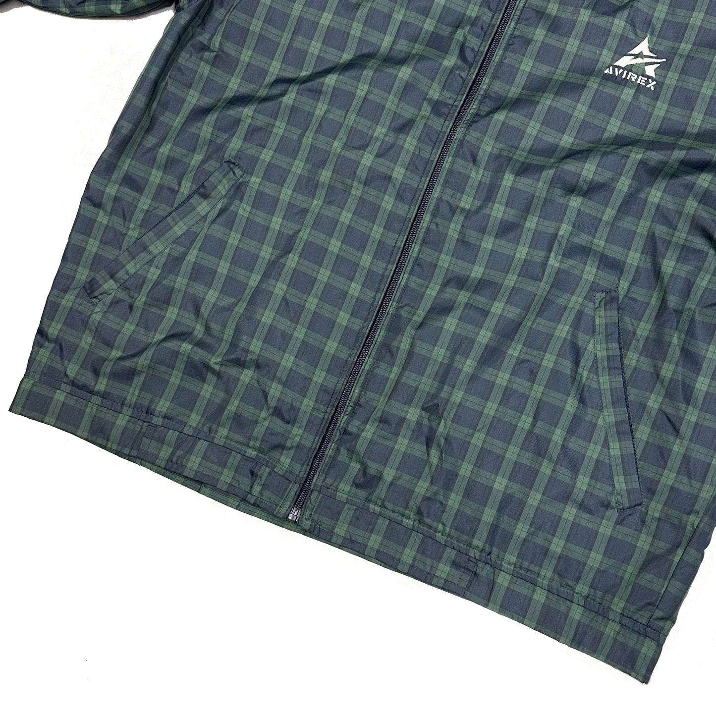 Avirex Plaid Nylon Jacket In Green ( L ) - 1036 Emporium