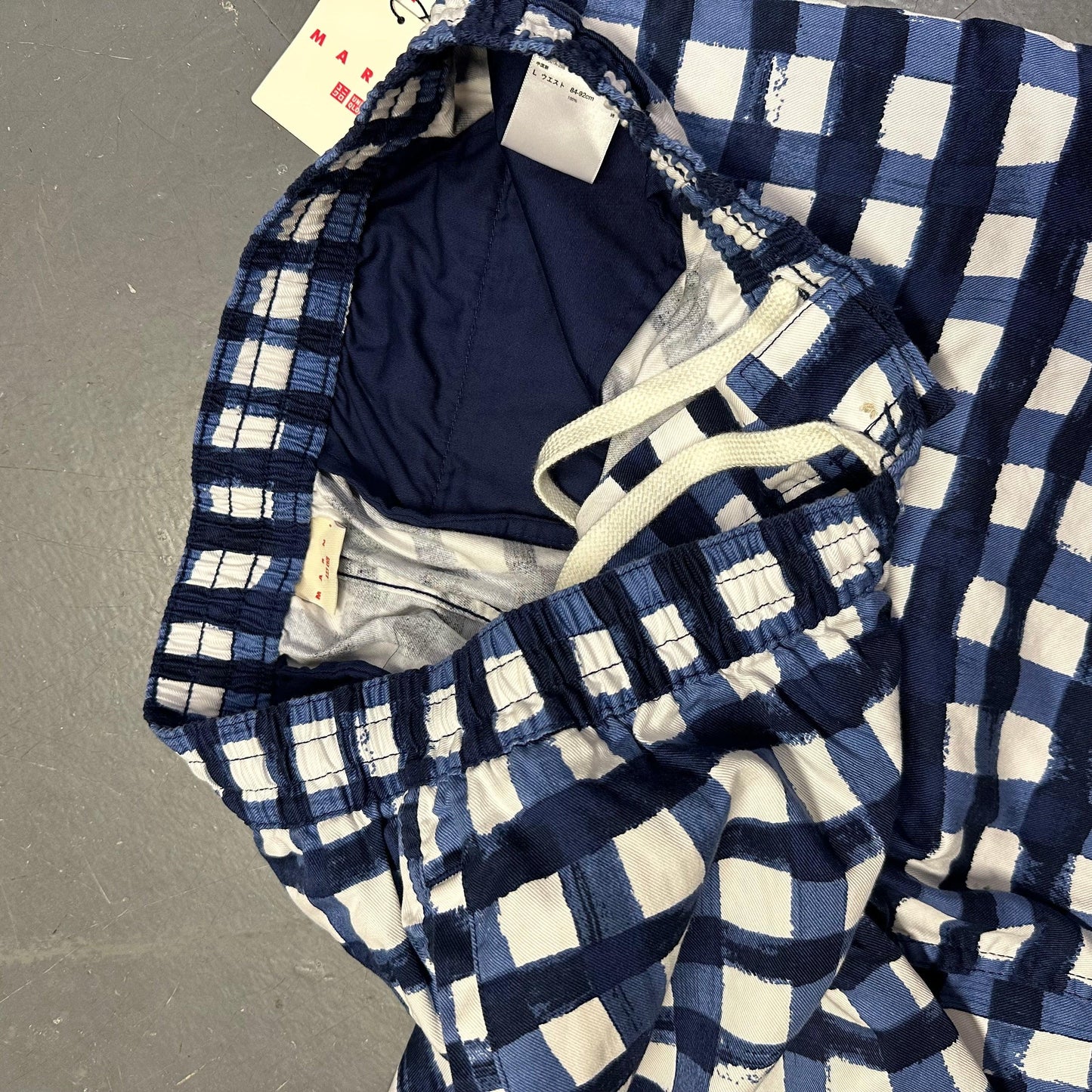 Uniqlo X Marni Wide Fit Check Shorts In Blue ( L ) - 1036 Emporium