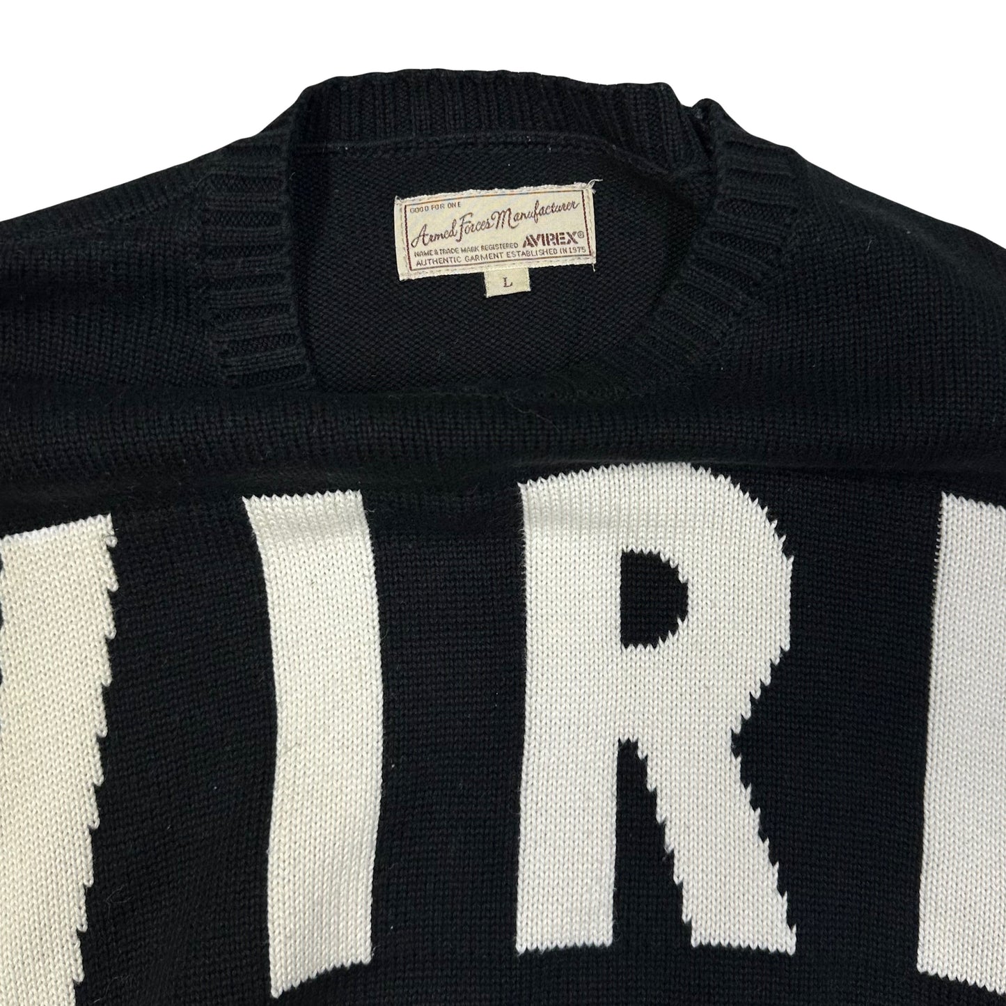 Avirex Spellout Knitted Sweatshirt In Black ( L ) - 1036 Emporium