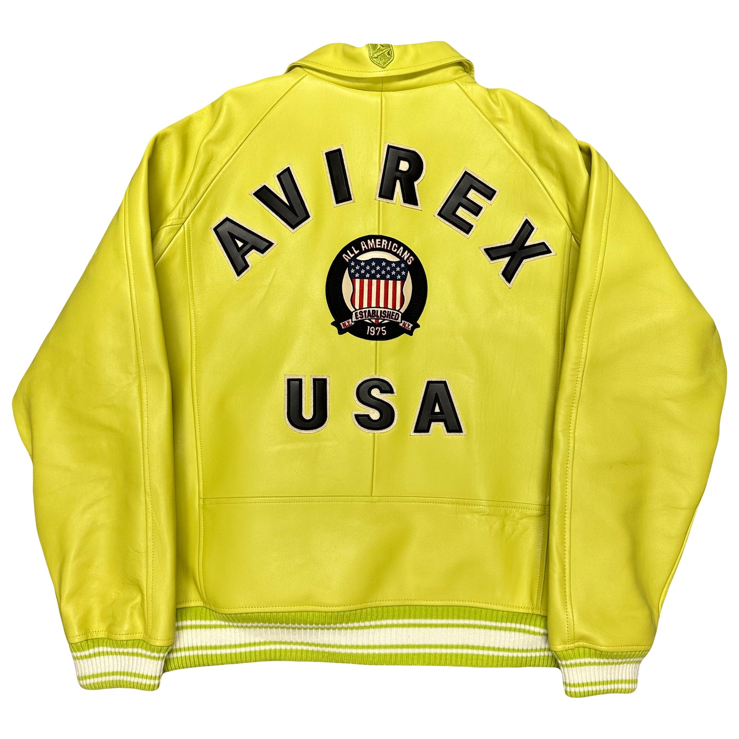 ARCHIVE Avirex 2022 Icon Leather Jacket Lime Green ( XL ) - 1036 Emporium
