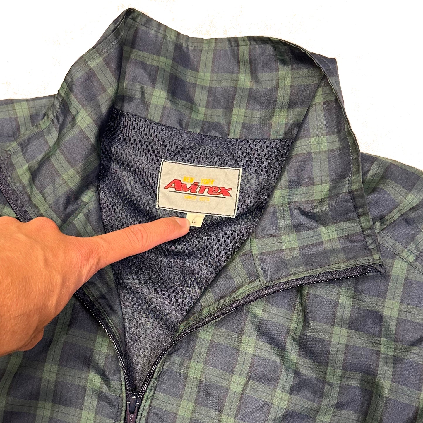 Avirex Plaid Nylon Jacket In Green ( L ) - 1036 Emporium