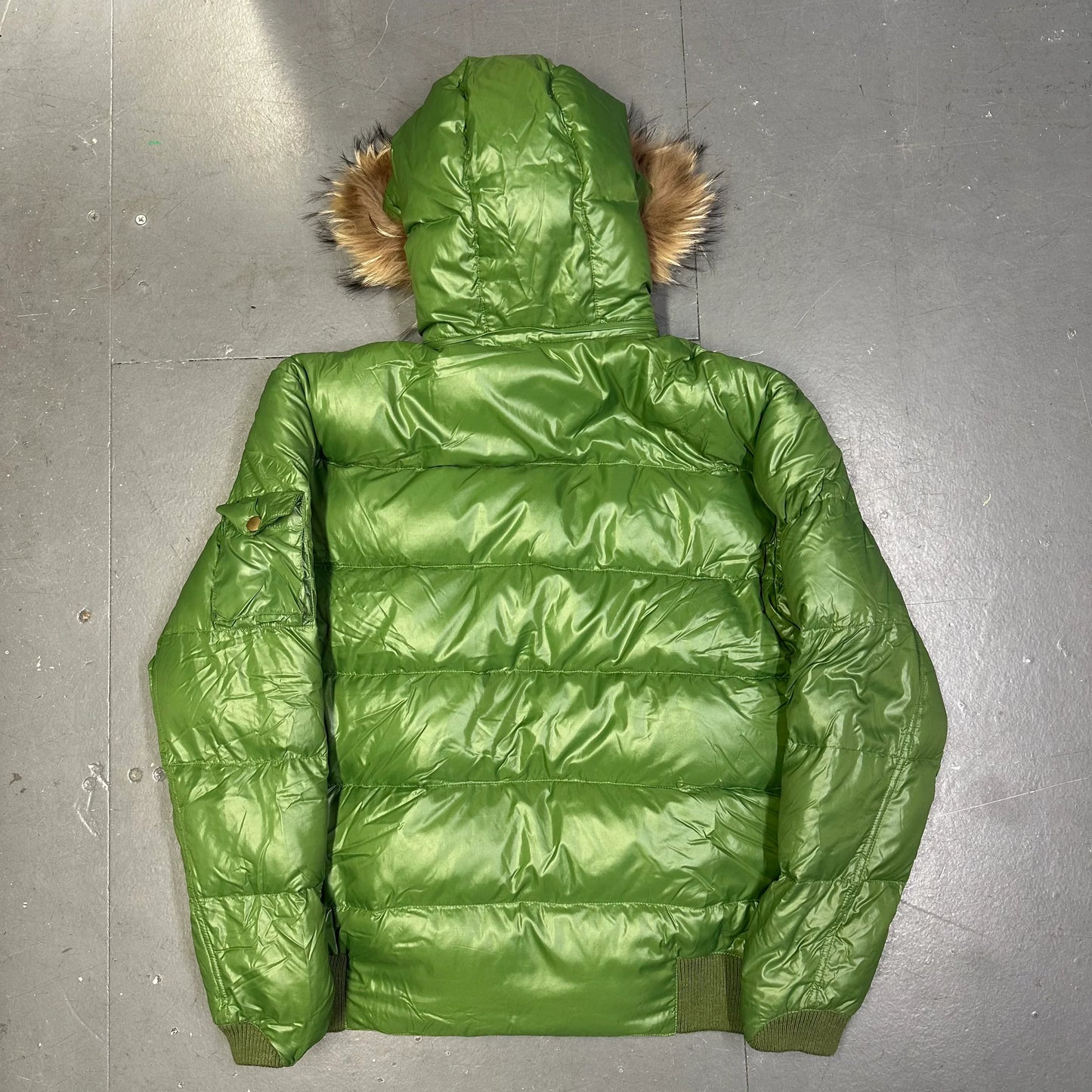 Marmot Puffer Jacket With Fur Hood In Green ( XL )
