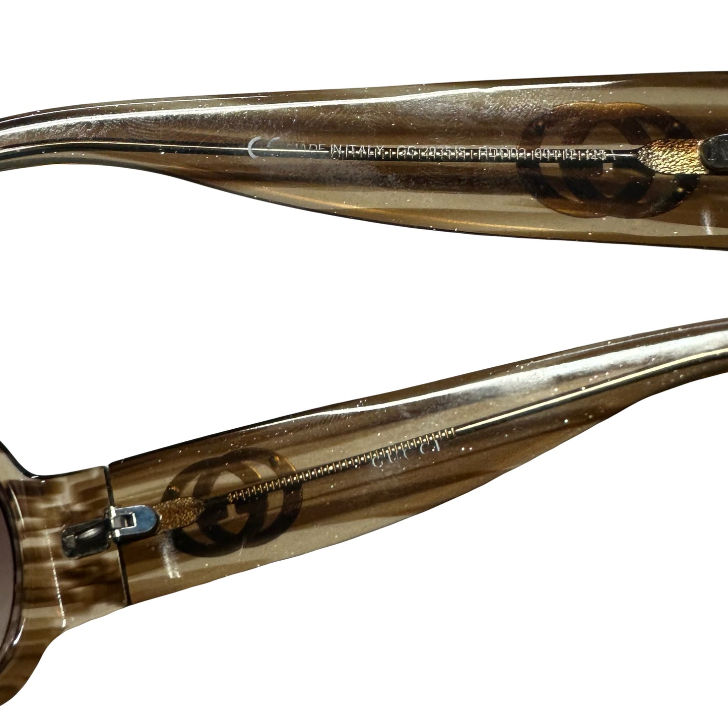 Gucci Monogram Sunglasses In Brown & Gold