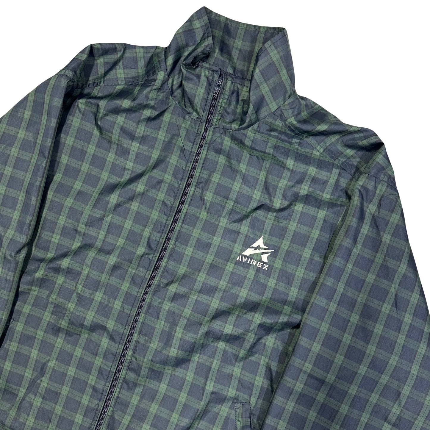 Avirex Plaid Nylon Jacket In Green ( L ) - 1036 Emporium