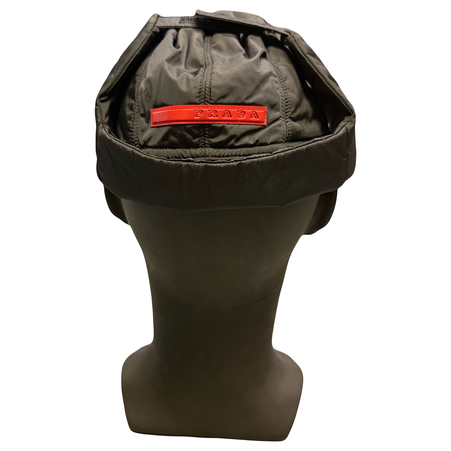 Prada Nylon Trapper Cap In Black (L)