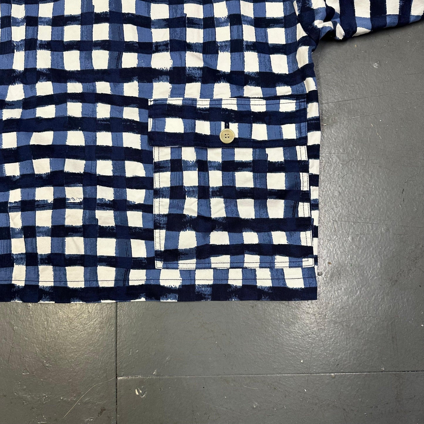 Uniqlo X Marni Collared Check Jacket In Blue & White ( L ) - 1036 Emporium