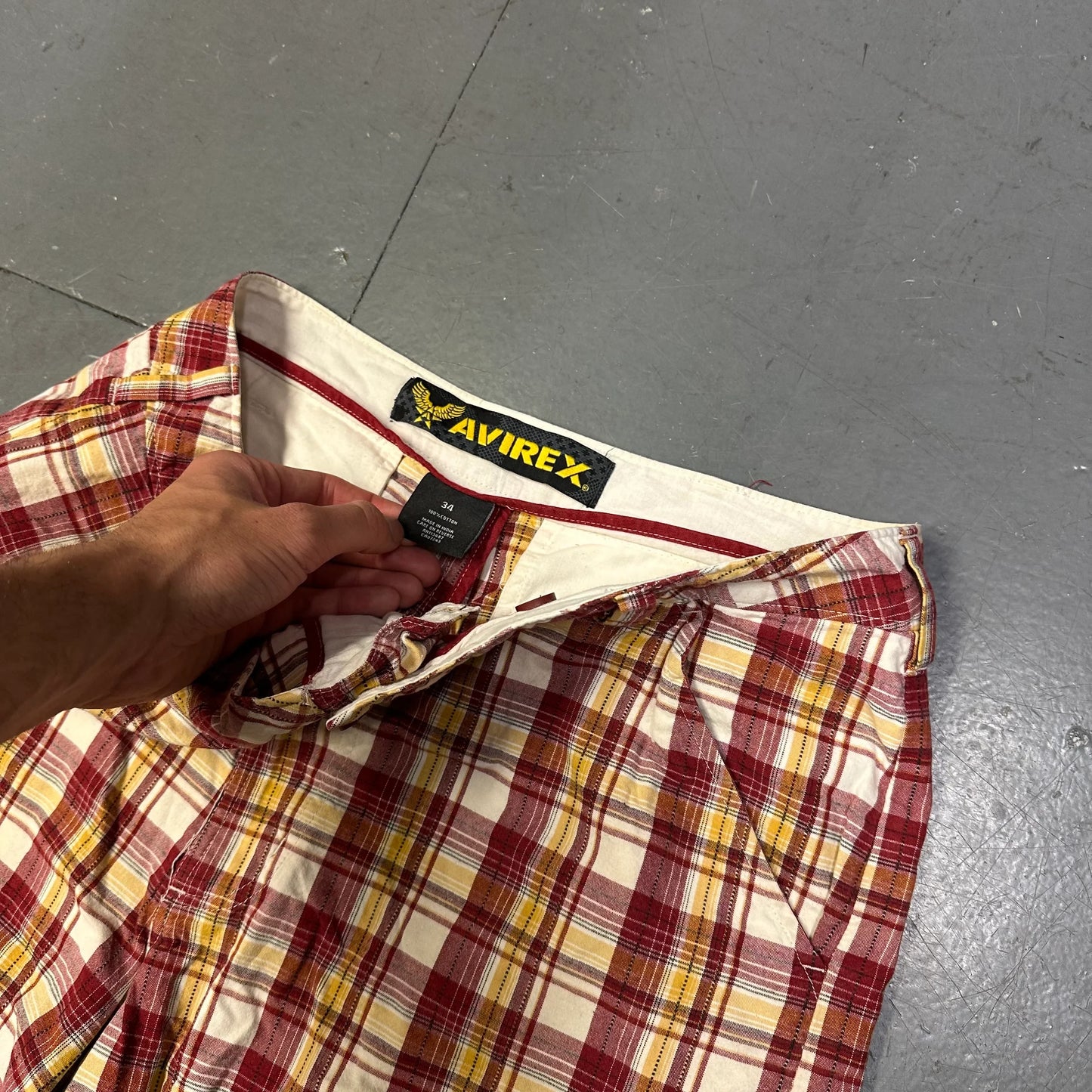 Avirex Plaid Shorts In Red ( W34 ) - 1036 Emporium