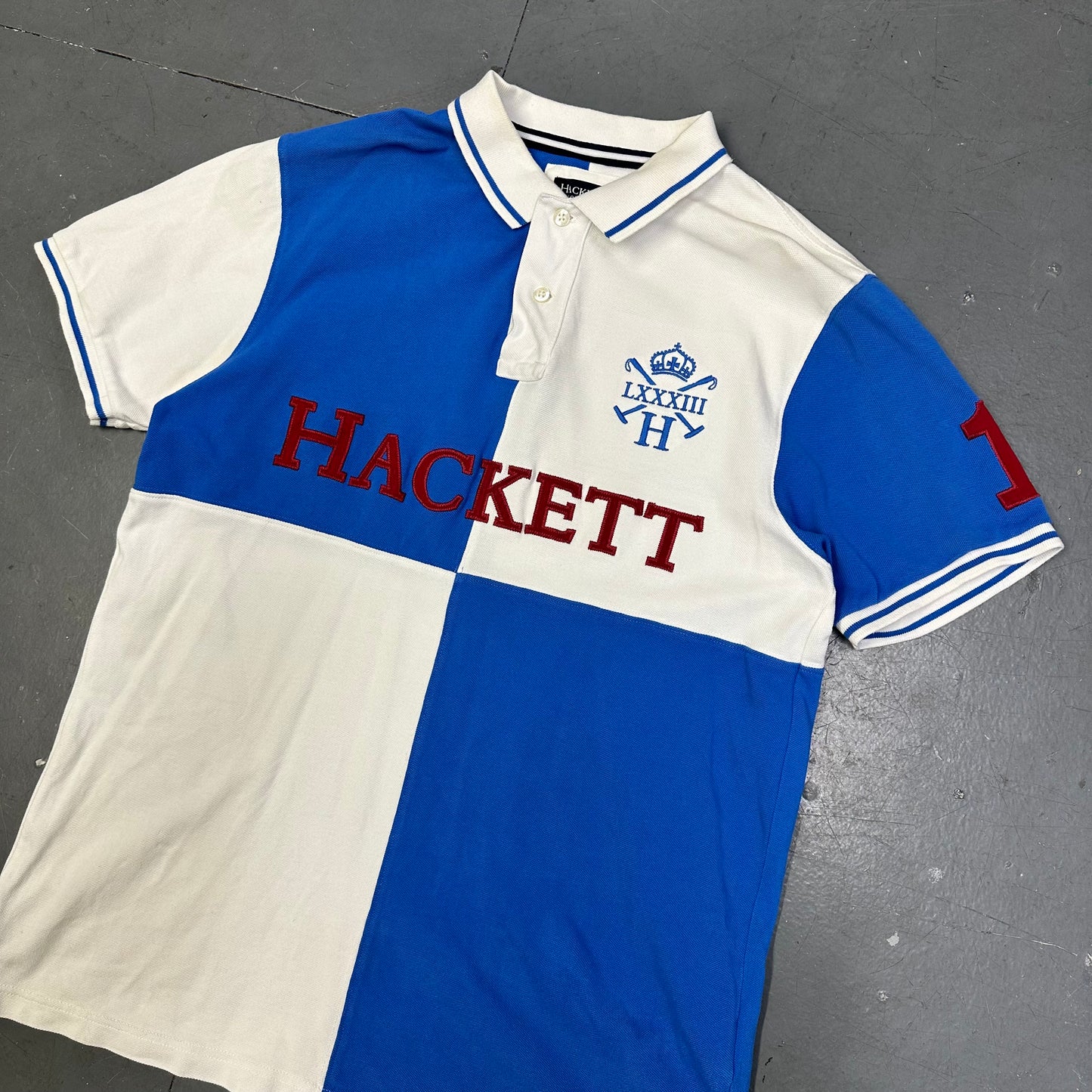 Hackett Polo In Blue & White ( XL ) - 1036 Emporium