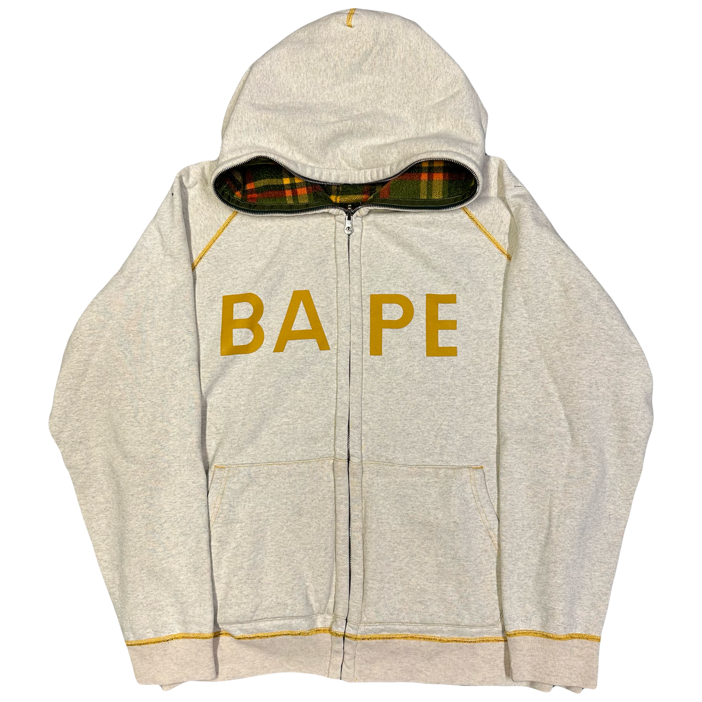 Bape Reversible Plaid Hoodie ( XL )