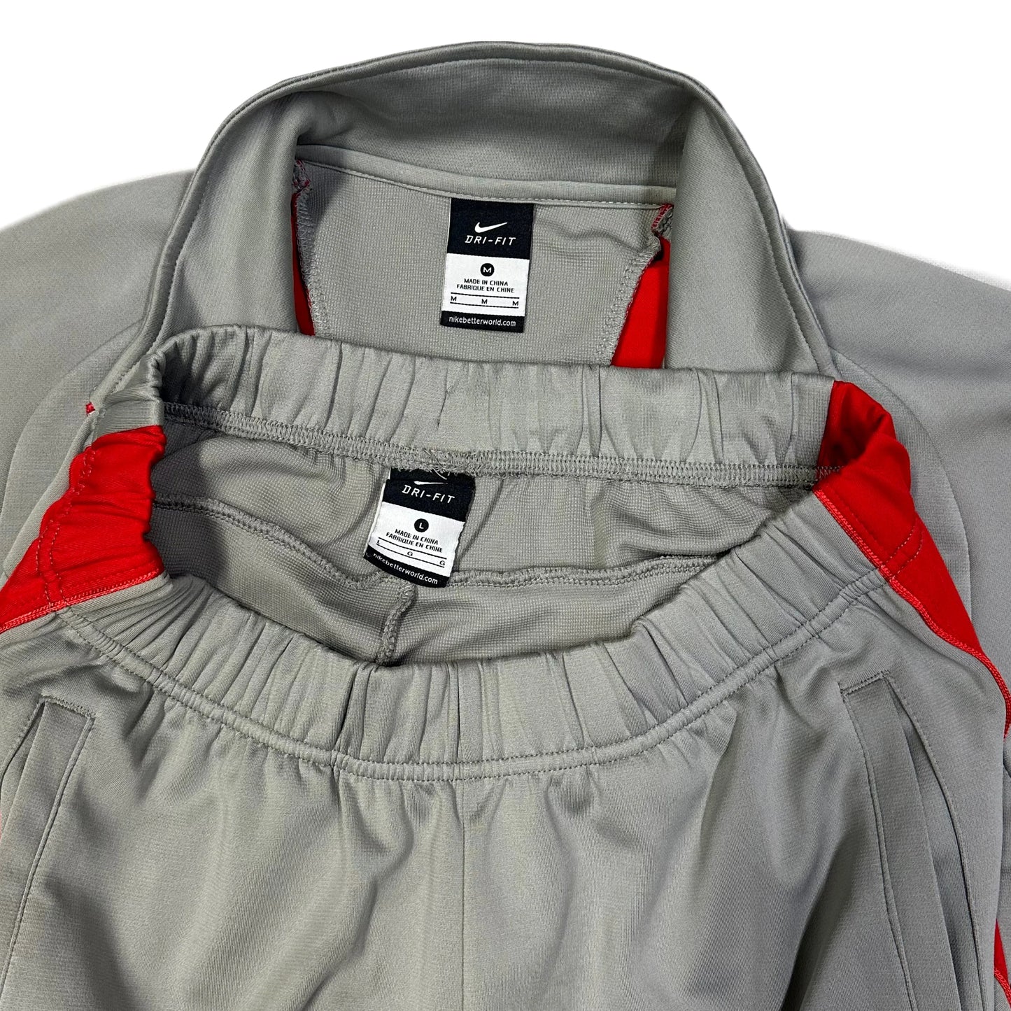 Nike 2000s Nylon Tracksuit In Grey & Red ( M / L ) - 1036 Emporium