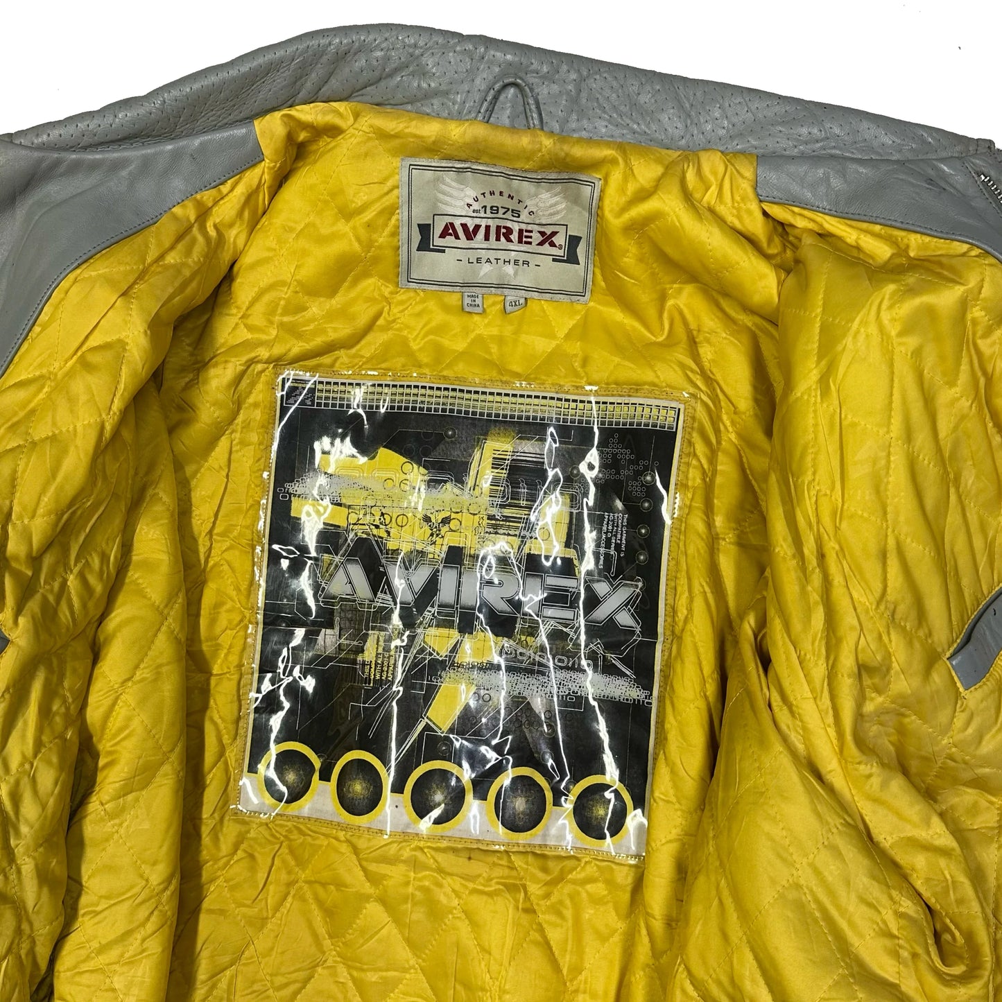 Avirex Leather Jacket In Grey ( 4XL )