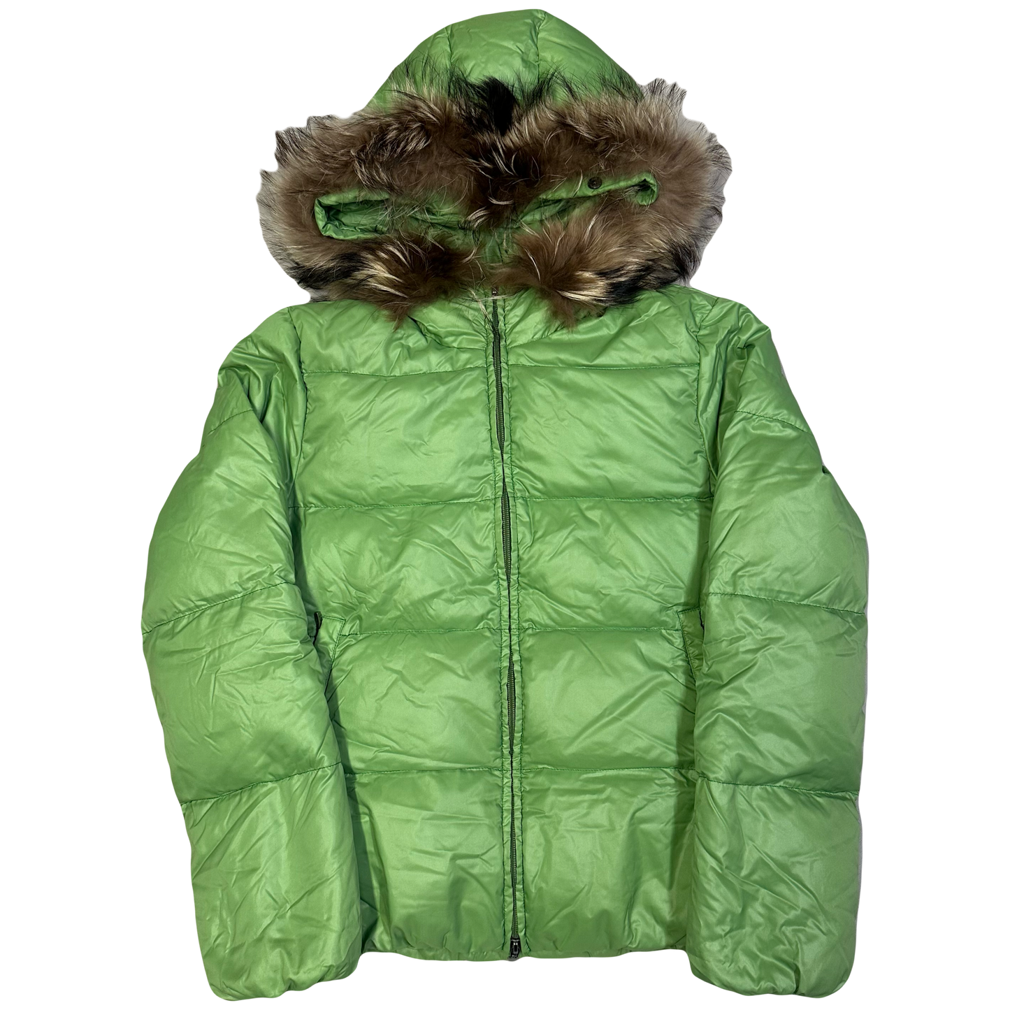Duvetica Fur Hood Women’s Puffer Jacket In Green ( M ) - 1036 Emporium