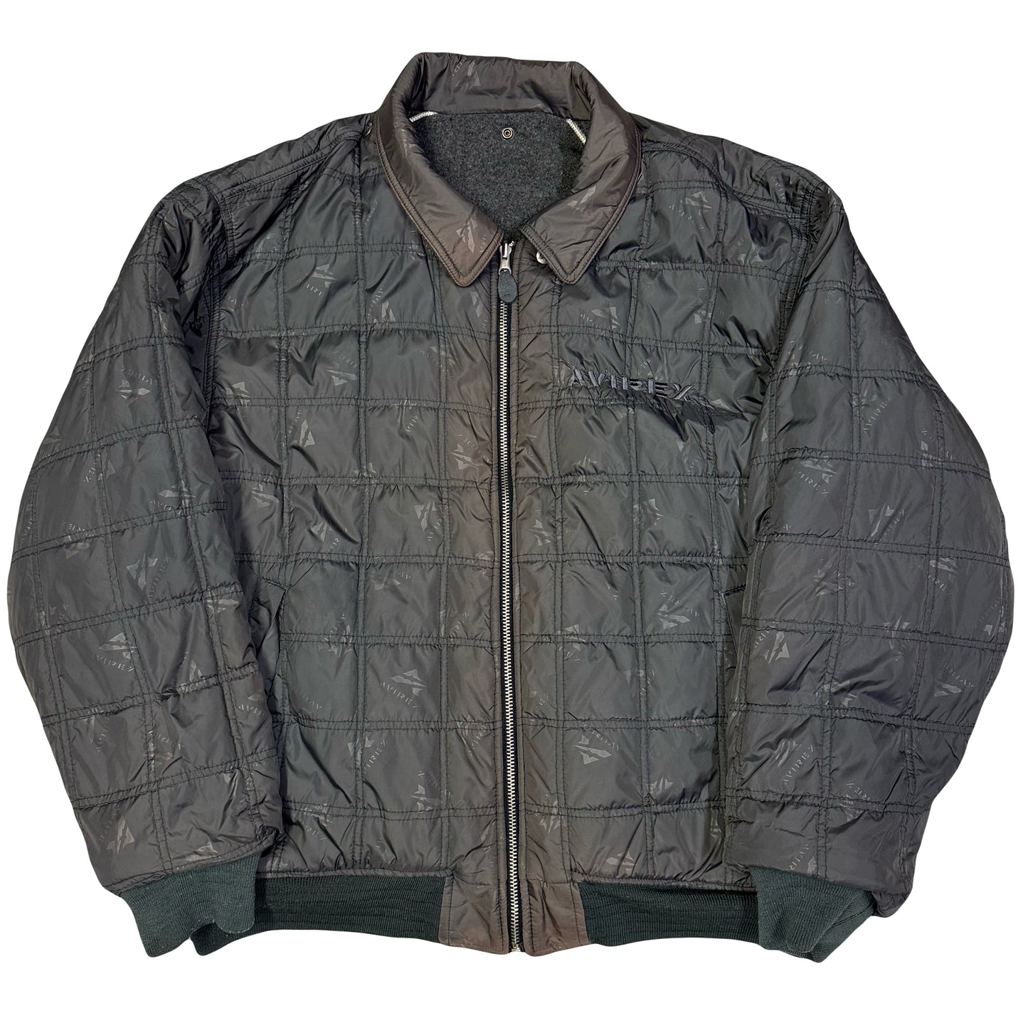 Avirex Reversible Wool & Nylon Jacket In Grey ( XL ) - 1036 Emporium
