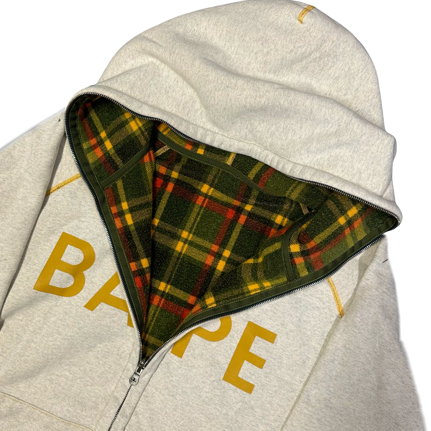 Bape Reversible Plaid Hoodie ( XL )