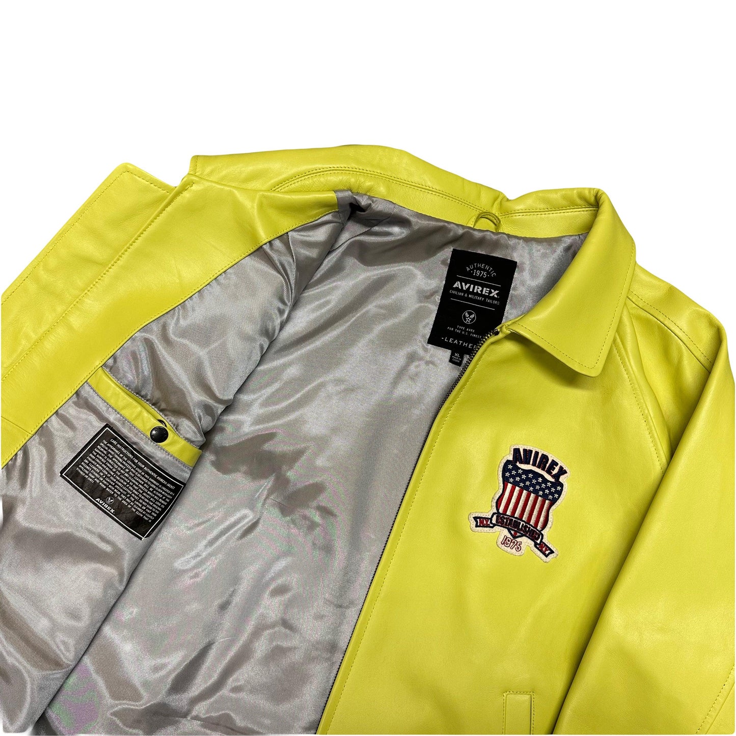 ARCHIVE Avirex 2022 Icon Leather Jacket Lime Green ( XL ) - 1036 Emporium