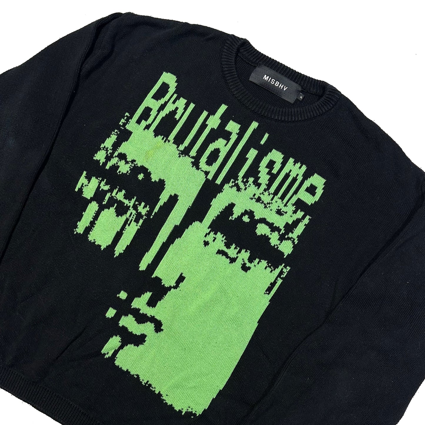 Misbhv Brutalisme Knitted Sweatshirt In Black & Green ( XL ) - 1036 Emporium