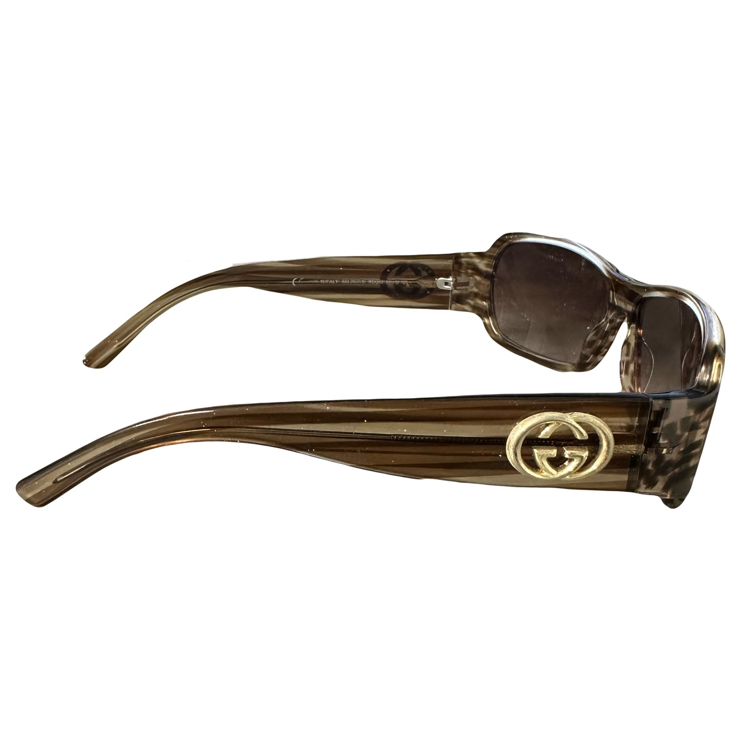 Gucci Monogram Sunglasses In Brown & Gold