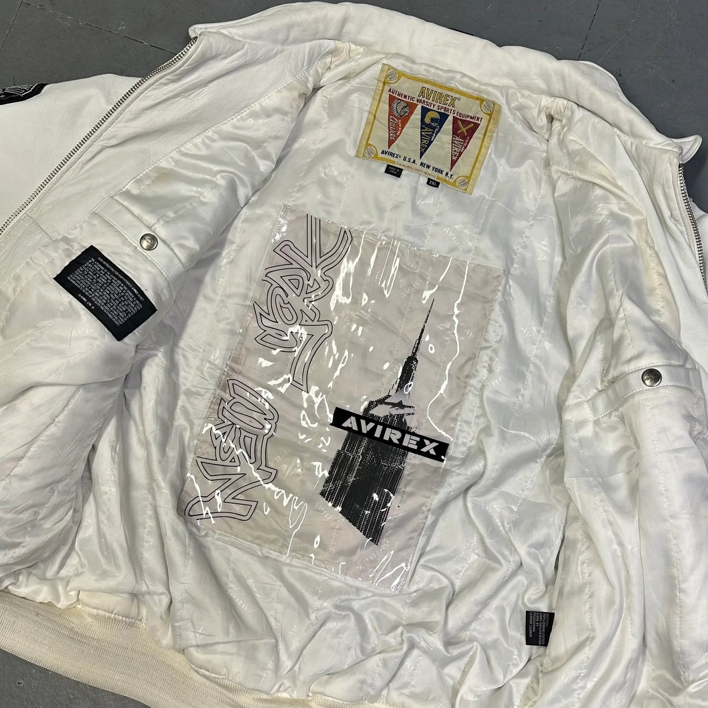 Avirex American Legend Leather Jacket In White ( XL )