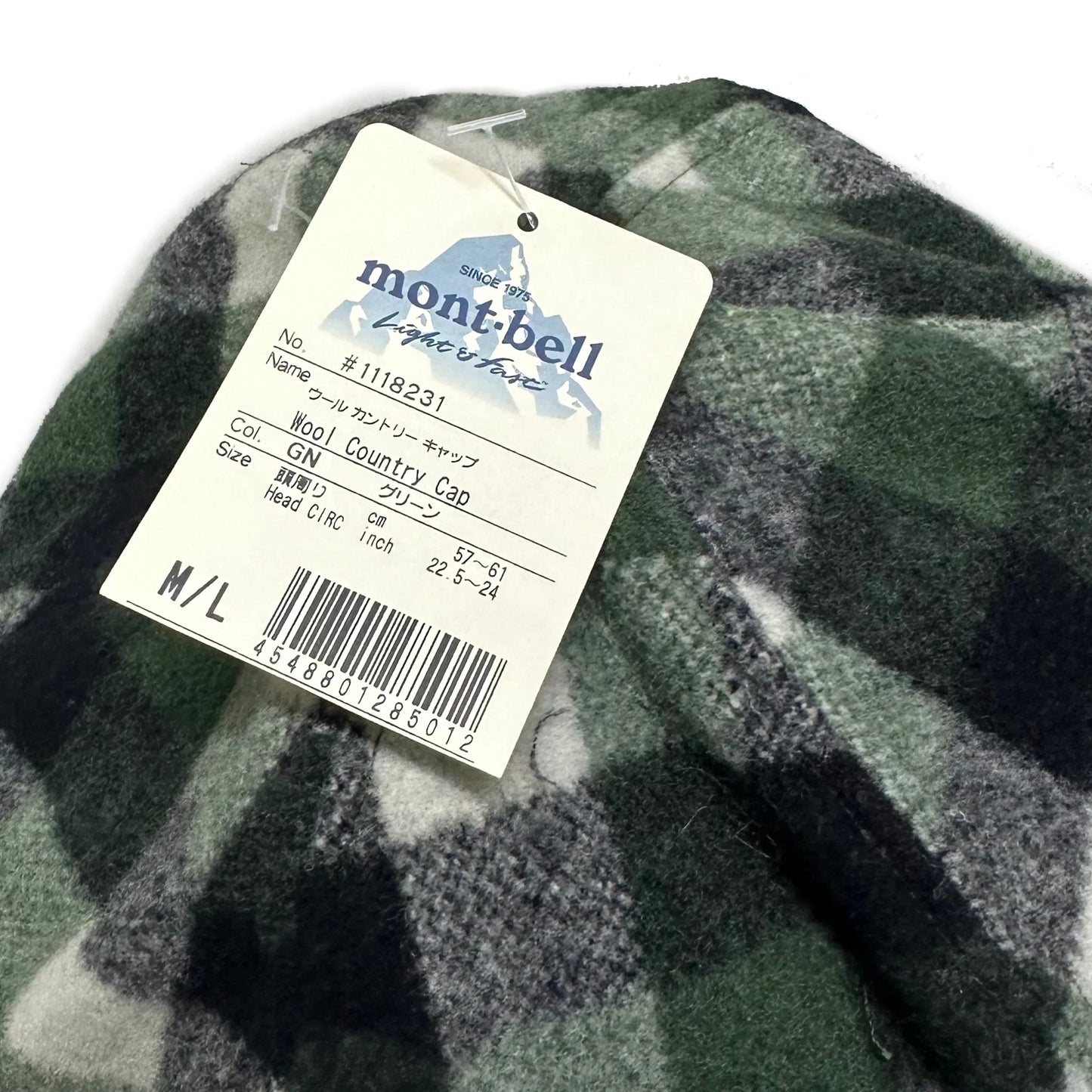 Montbell Wool Check Cap In Green ( M/L ) - 1036 Emporium