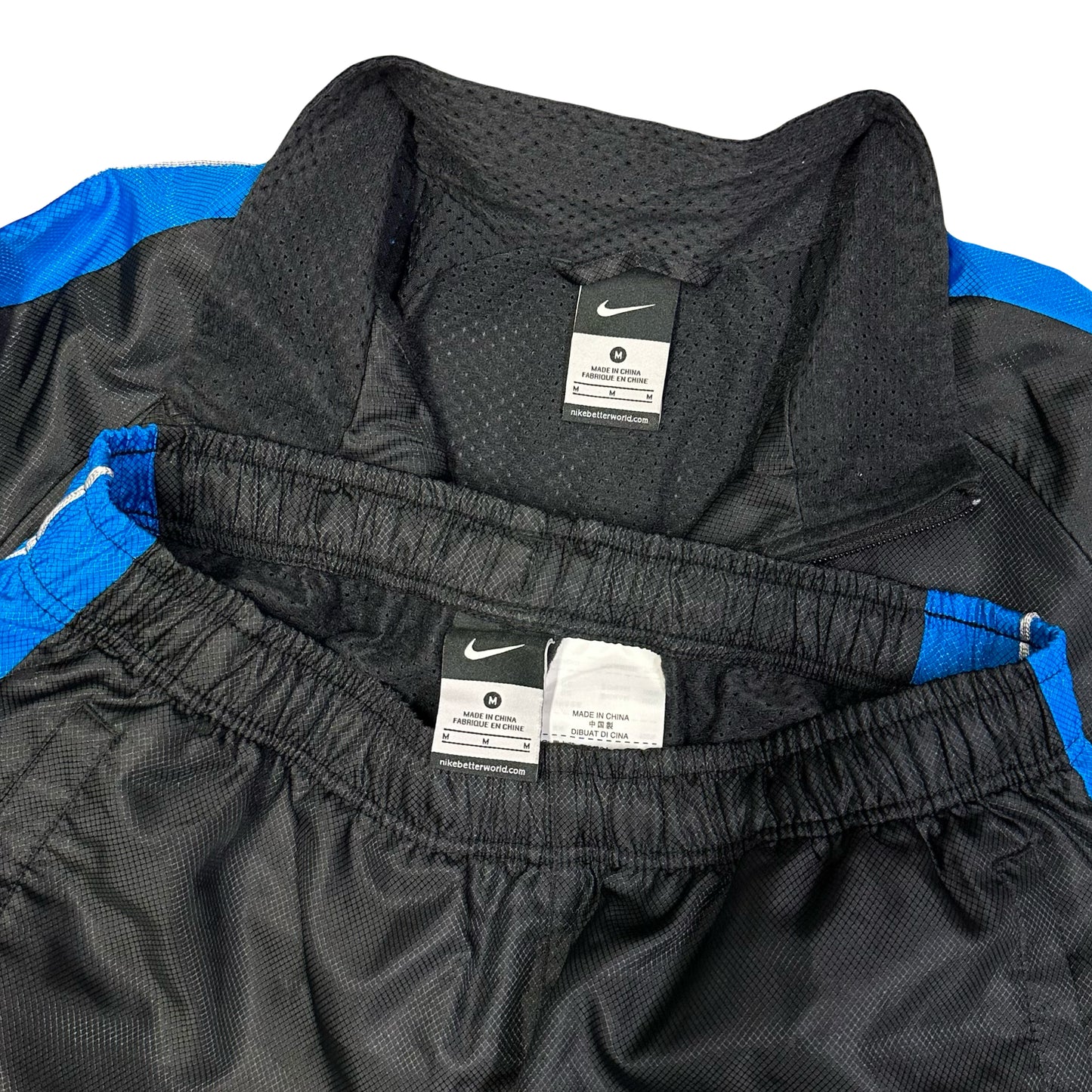 Nike 2000s Nylon Tracksuit In Black & Blue ( M ) - 1036 Emporium