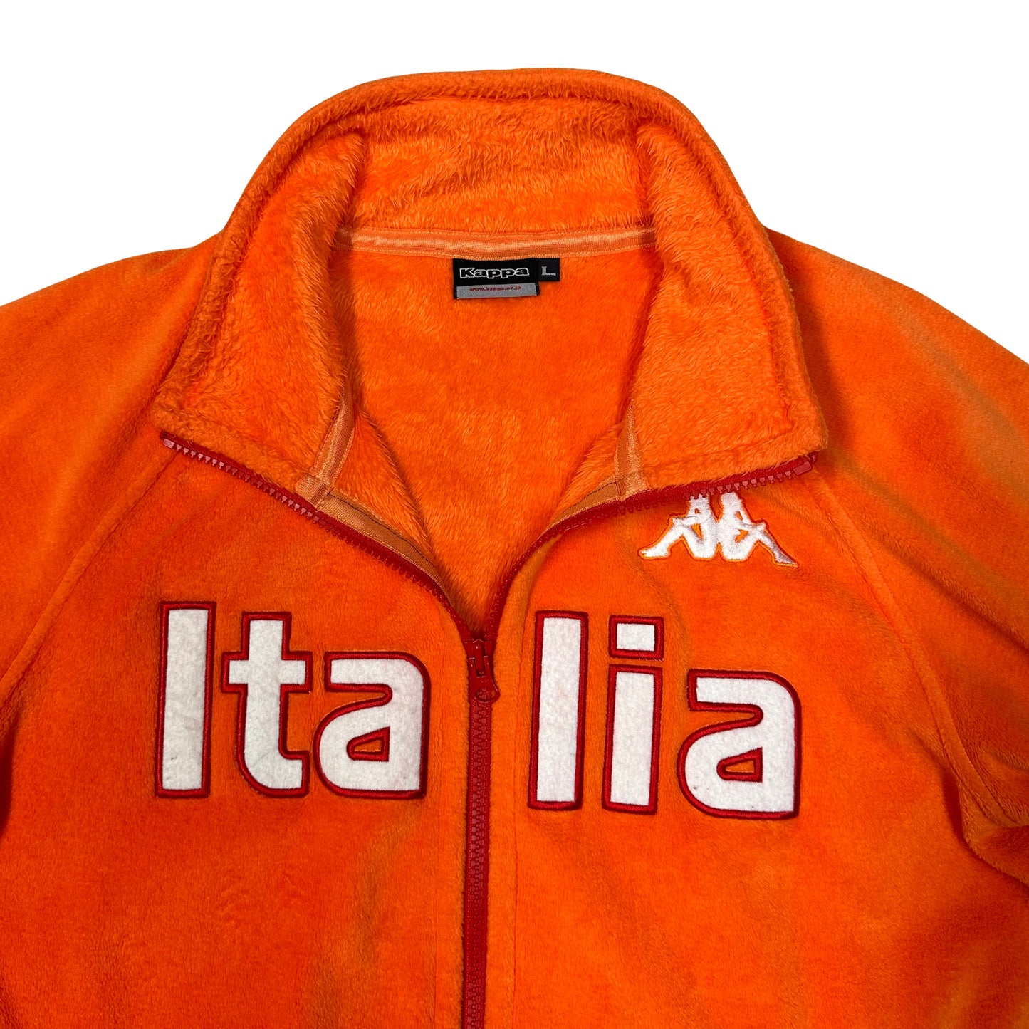 Kappa Spellout Italia Zip Up Fleece In Orange ( L ) - 1036 Emporium