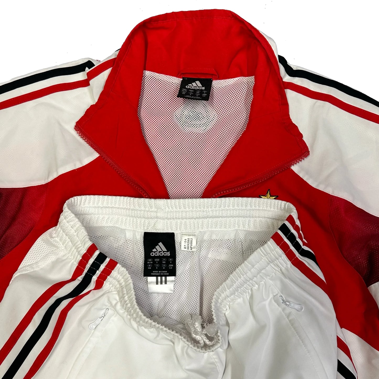 Adidas AC Milan 2004/05 Tracksuit In White & Red ( M ) - 1036 Emporium