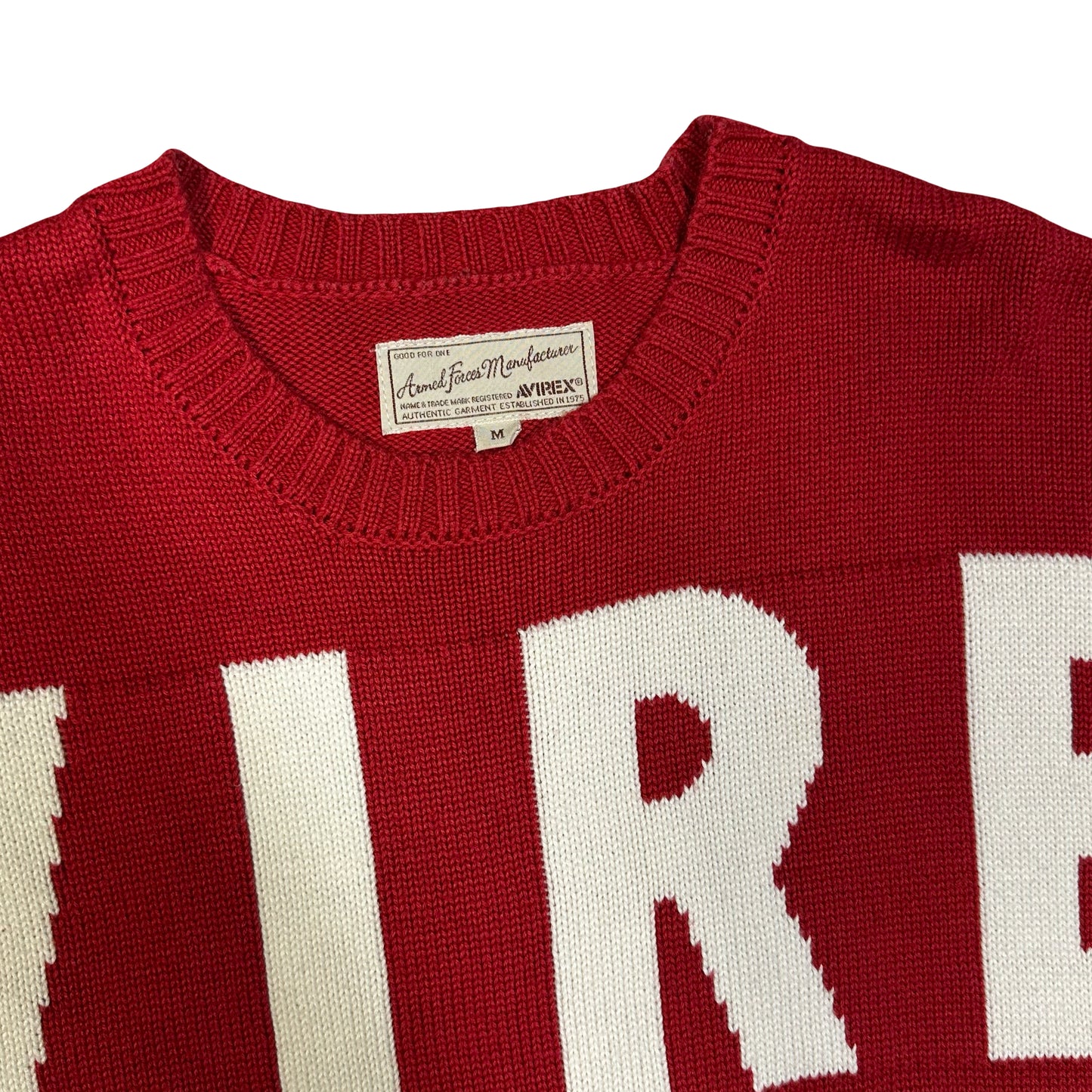 Avirex Spellout Knitted Sweatshirt In Red ( M ) - 1036 Emporium