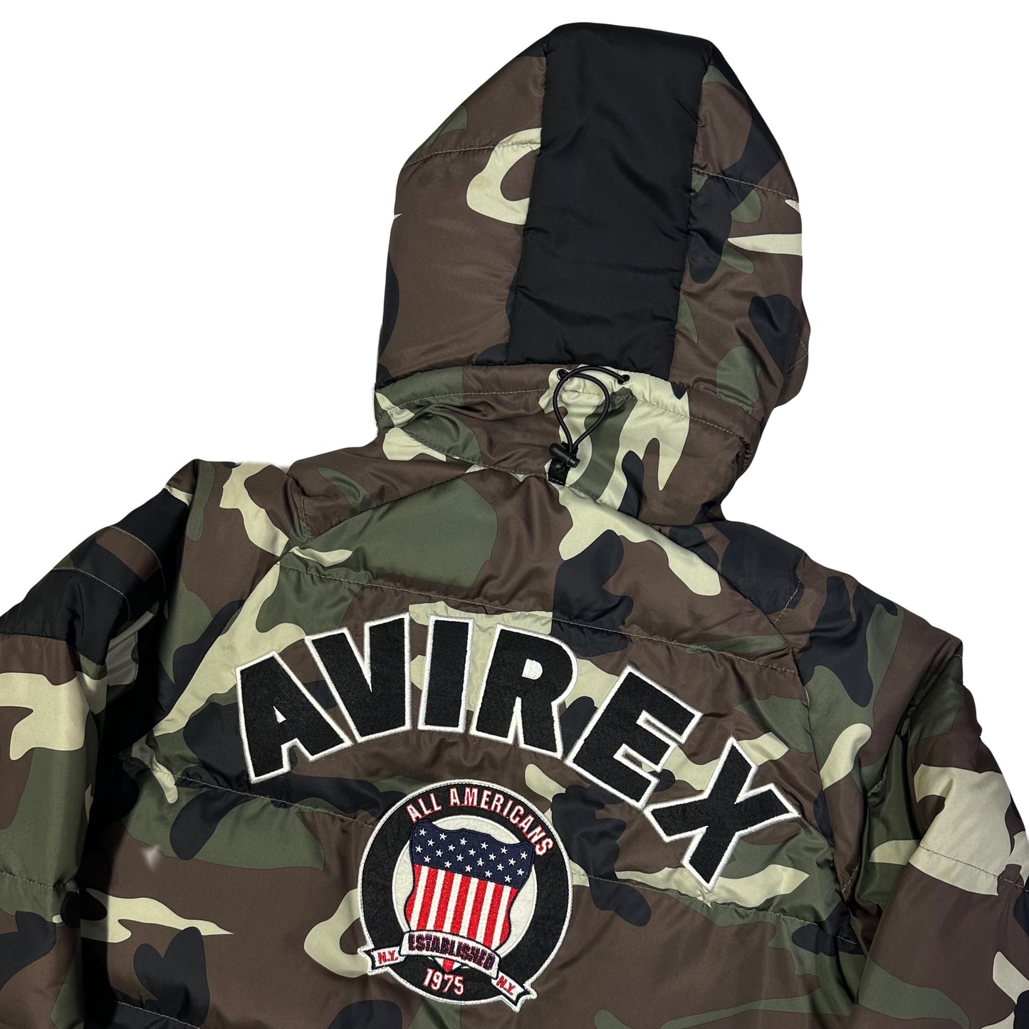 Avirex Spell Out Puffer Jacket In Camo ( M ) - 1036 Emporium