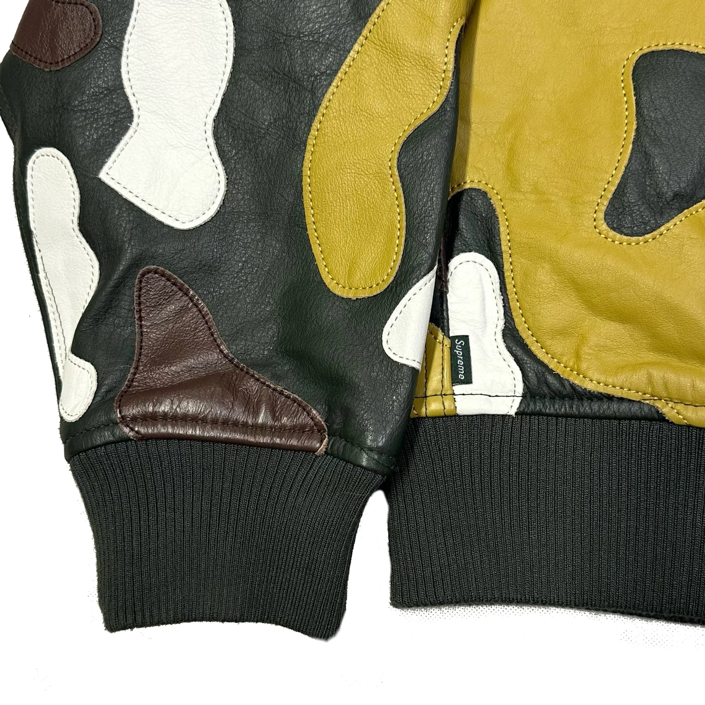 Supreme FW19 Camo Hooded Leather Jacket ( M )