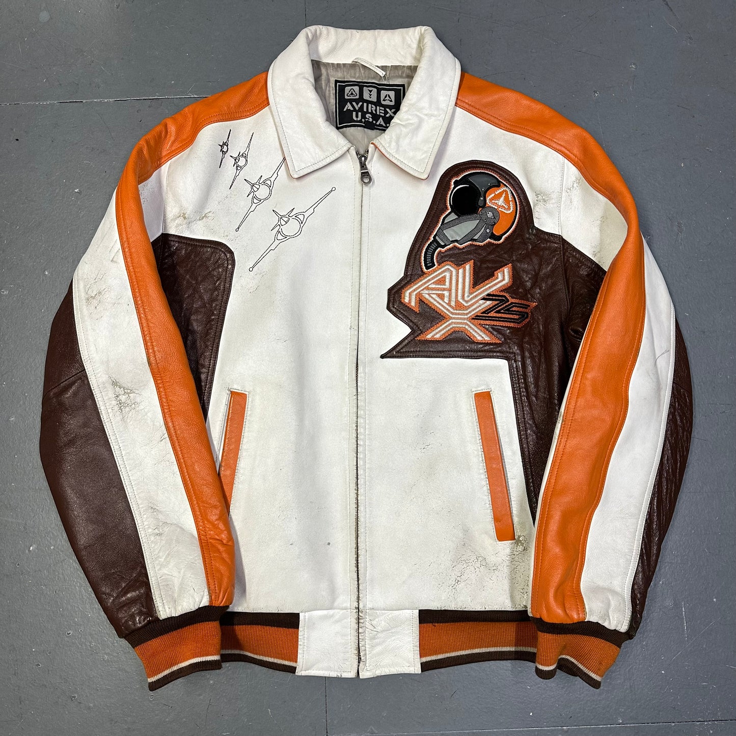 ARCHIVE Avirex Fighter Jet Leather Jacket ( L ) - 1036 Emporium