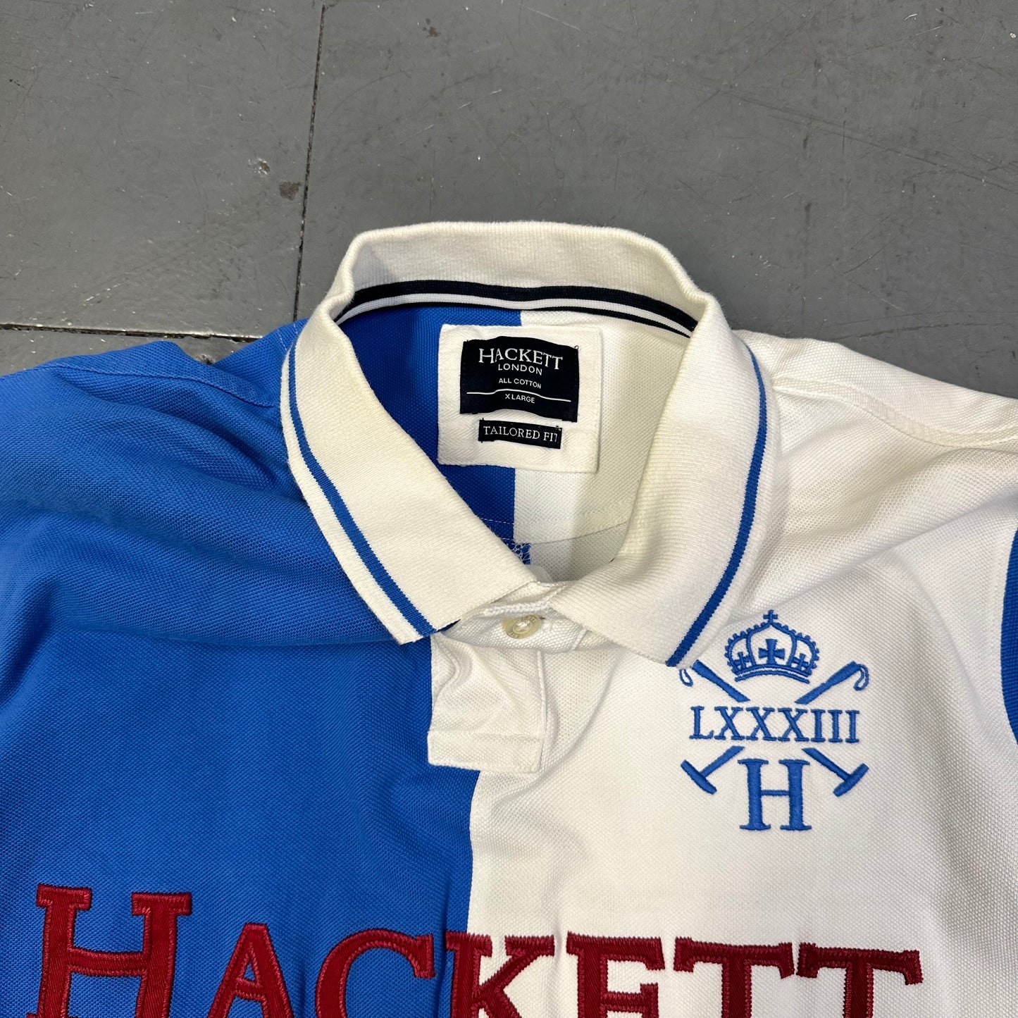 Hackett Polo In Blue & White ( XL ) - 1036 Emporium