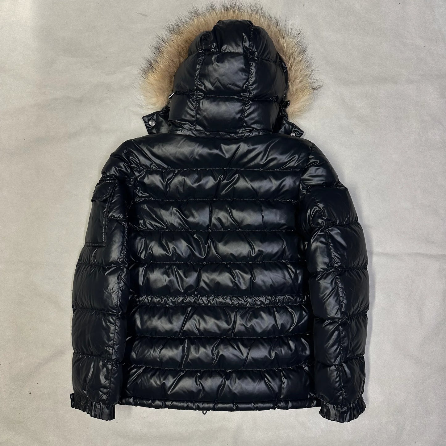Pazzo Denim Store Puffer Jacket With Fur Hood In Black ( M )