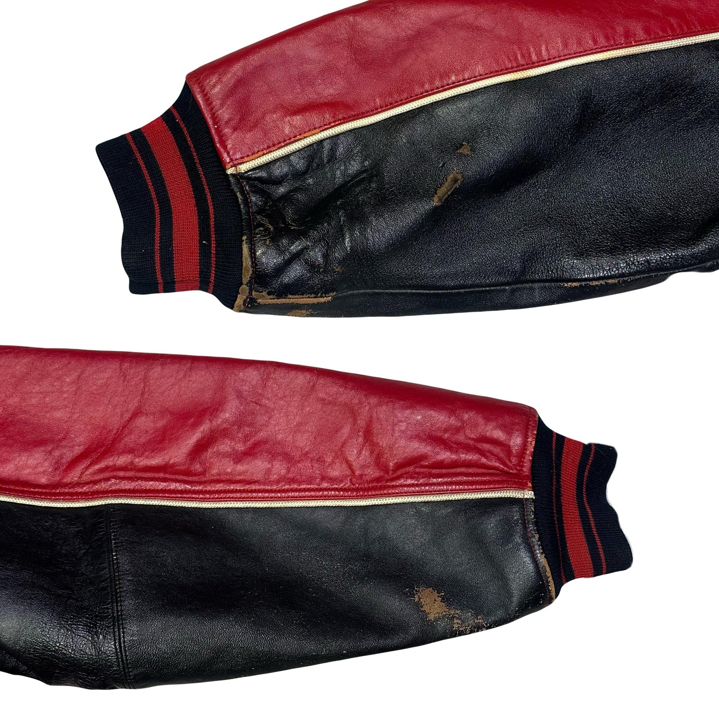 Avirex Ice Tigers Leather Jacket In Red & Black ( XL )