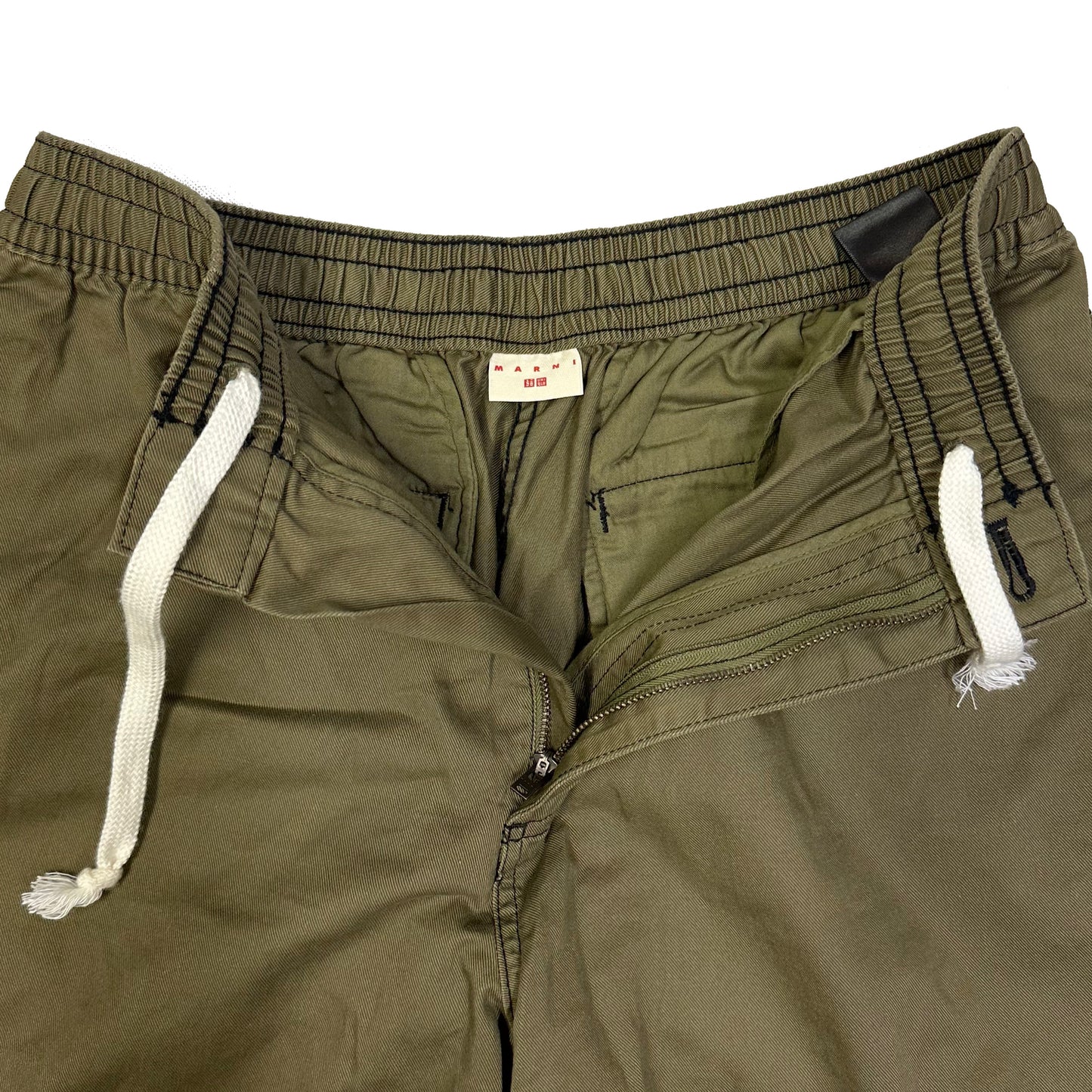 Uniqlo X Marni Wide Fit Shorts In Olive ( L ) - 1036 Emporium