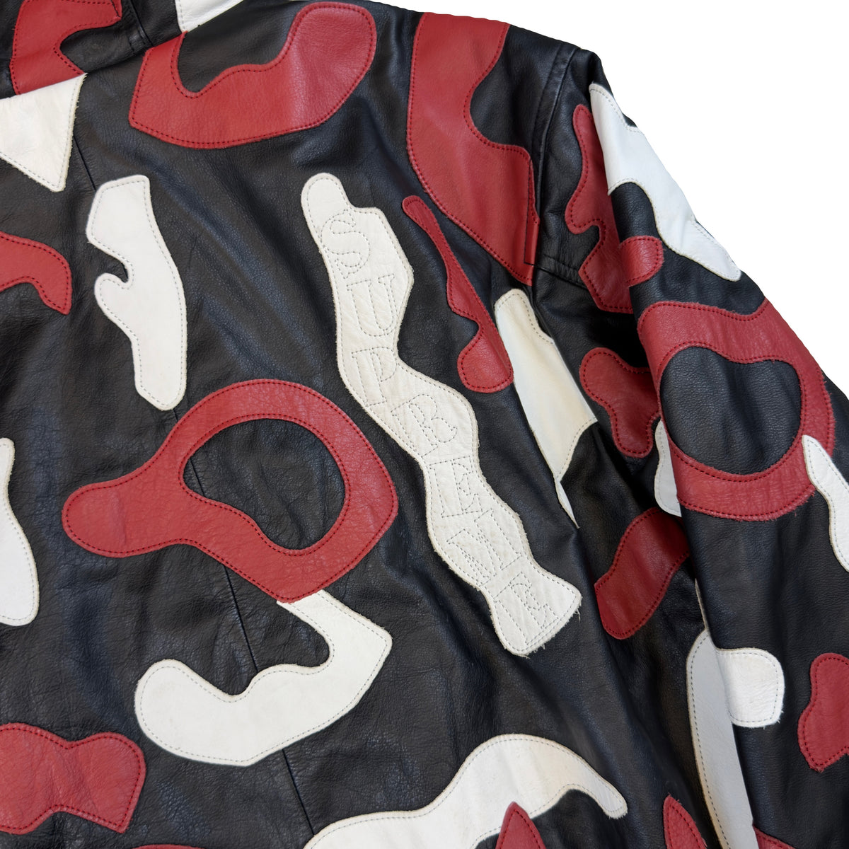 Supreme Camo Hooded Leather Jacket (XL)