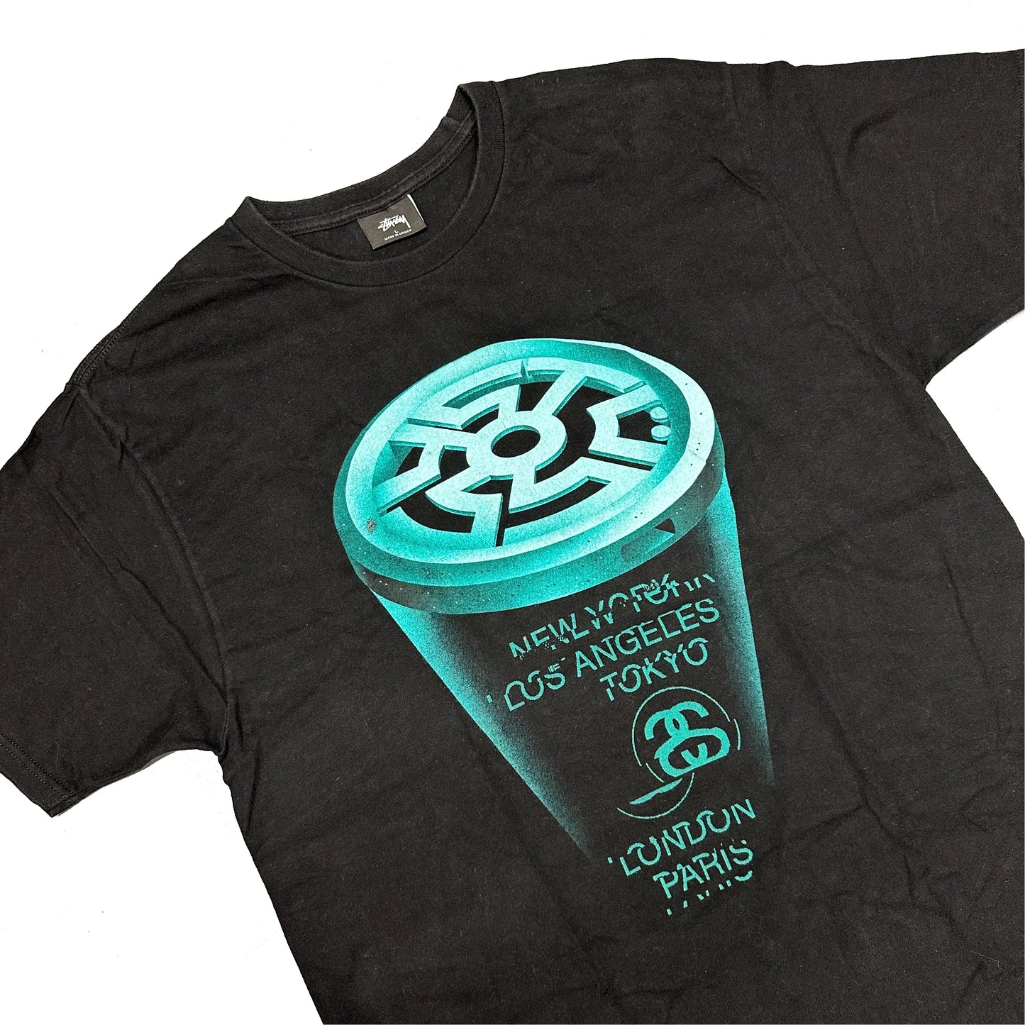 Stüssy Hologram T-Shirt In Black & Blue ( L ) - 1036 Emporium