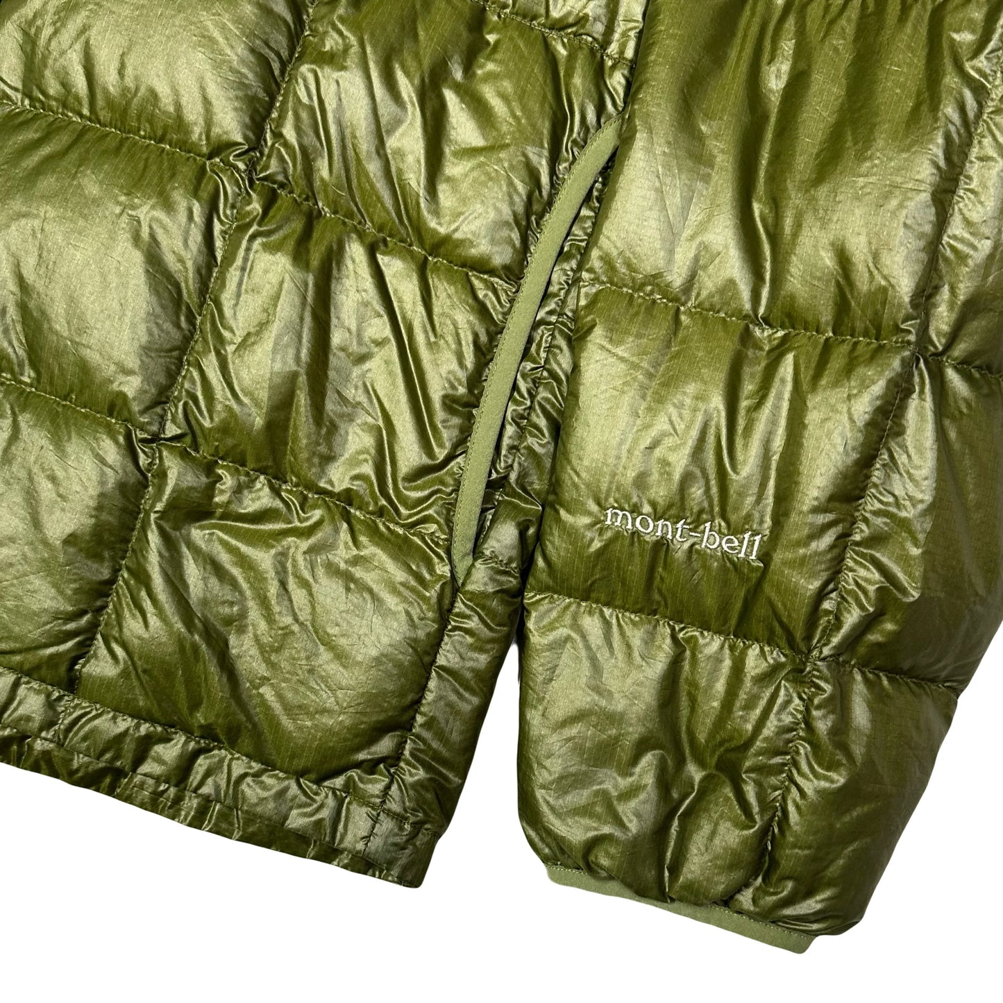 Montbell Square Stitch Puffer Jacket In Olive Green ( L )