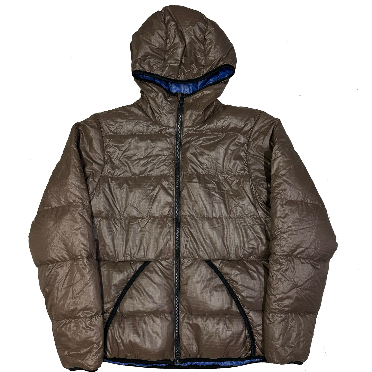 Camp 7 Reversible Puffer Jacket In Brown & Blue ( L )