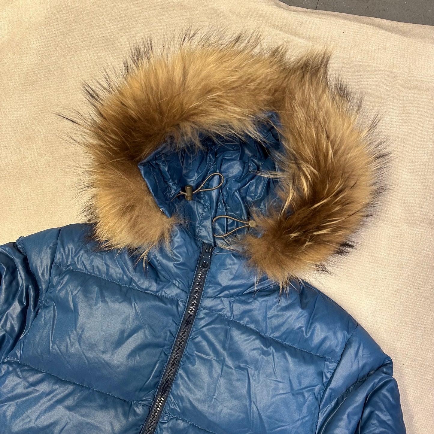 Duvetica Fur Hood Puffer Jacket In Blue ( S )