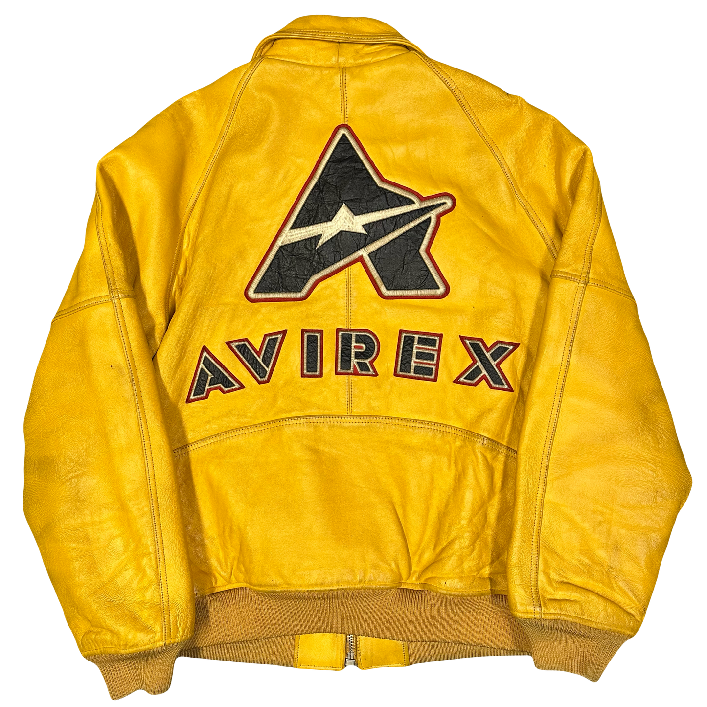 Avirex Leather Jacket In Yellow (XXL)