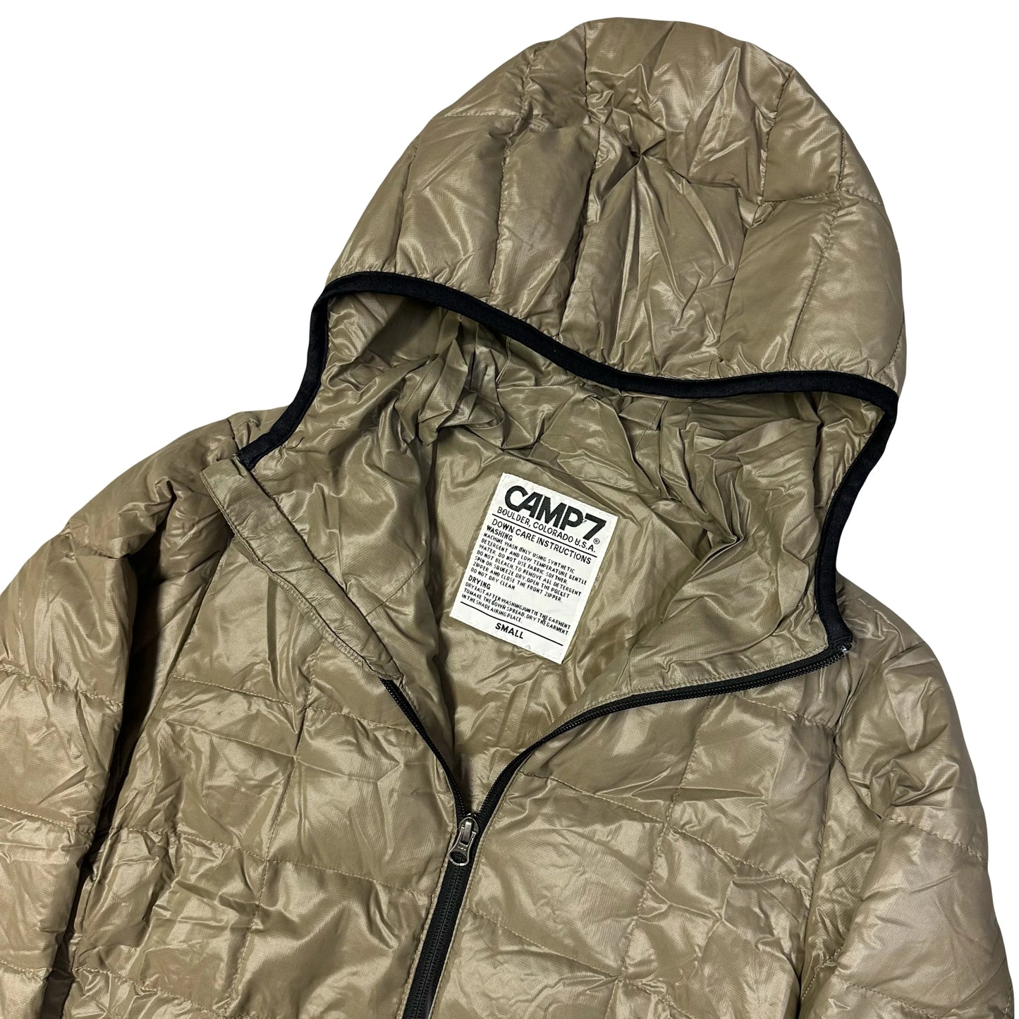 Camp 7 Square Stitch Puffer Jacket In Light Khaki Green (S)