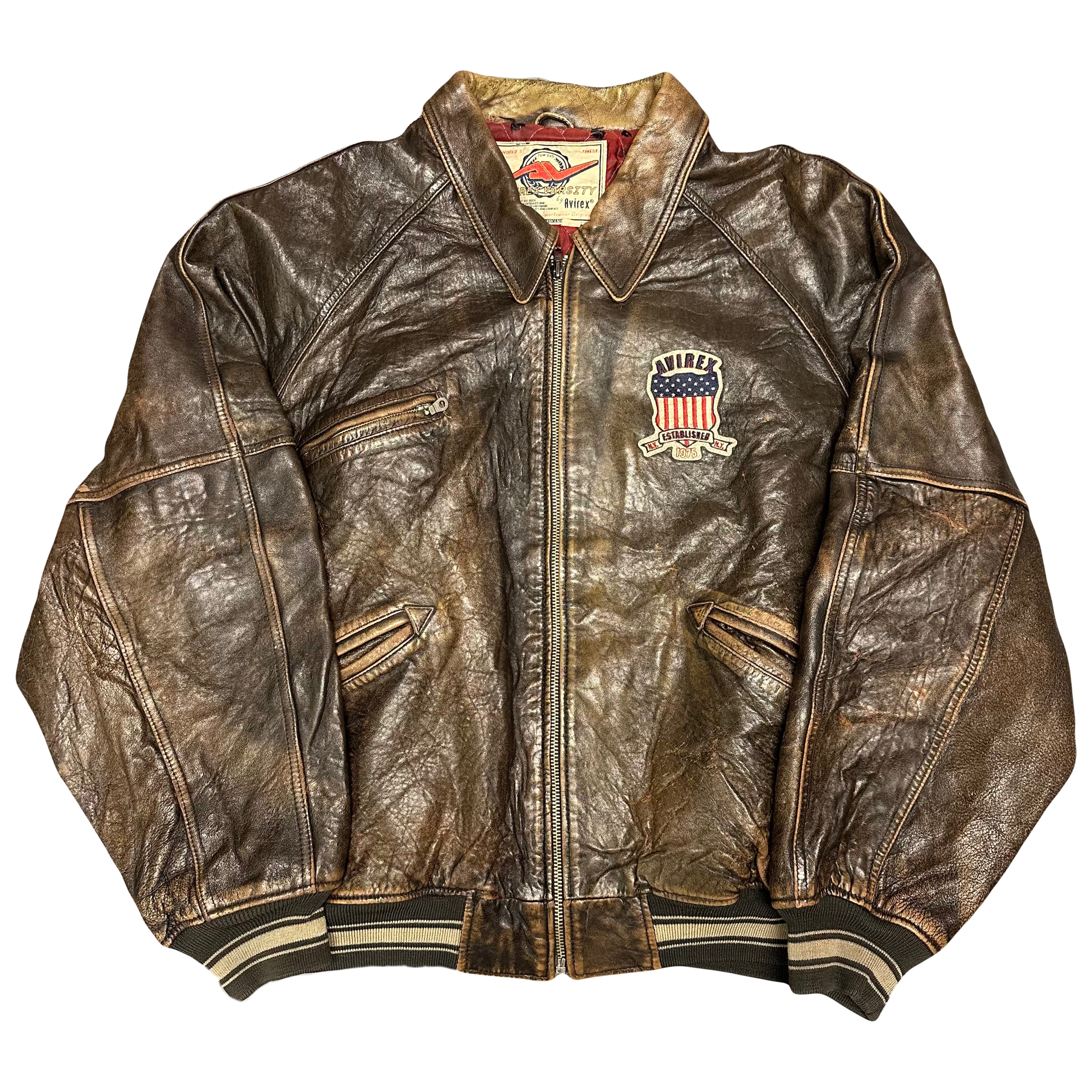 Avirex Icon Leather Jacket In Brown ( XXXL )