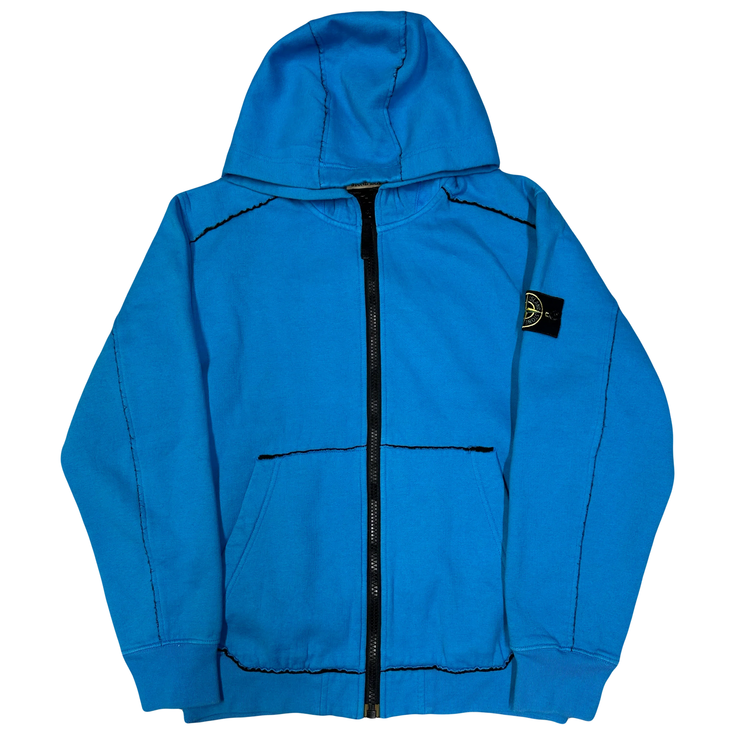 Stone Island Contrast Stitch Hoodie In Blue ( M )