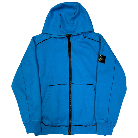 Stone Island Contrast Stitch Hoodie In Blue ( M )