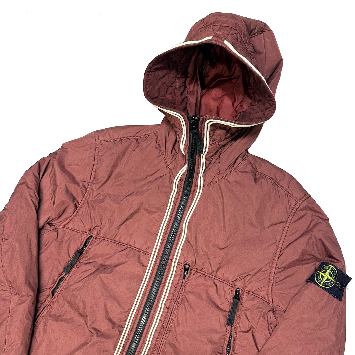 Stone Island Crinkle Reps NY Jacket in Burgundy ( M )