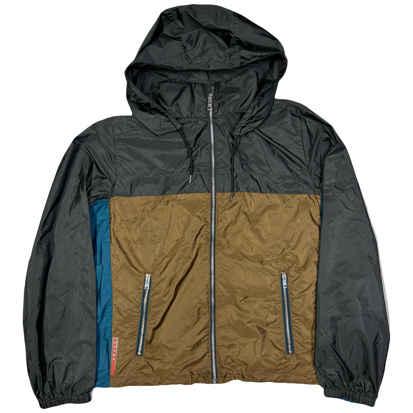 Prada Jacket In Black, Brown & Blue (XL)