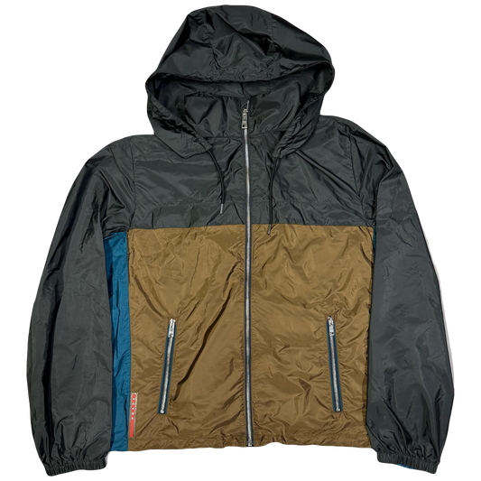 Prada Jacket In Black, Brown & Blue (XL)